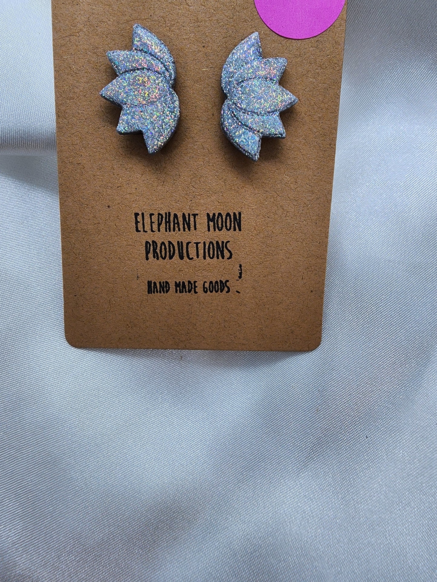 Holographic glittery Lotus Flower Stud Earrings Hypoallergenic