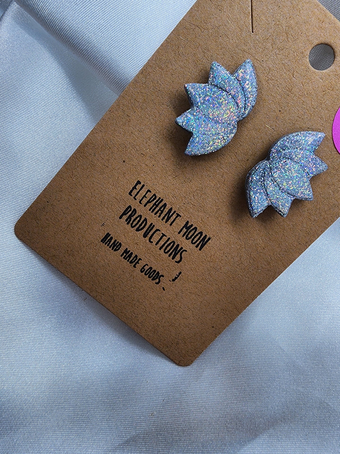 Holographic glittery Lotus Flower Stud Earrings Hypoallergenic