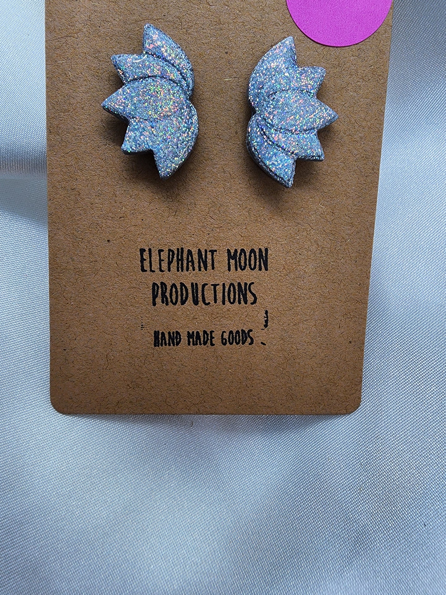 Holographic glittery Lotus Flower Stud Earrings Hypoallergenic