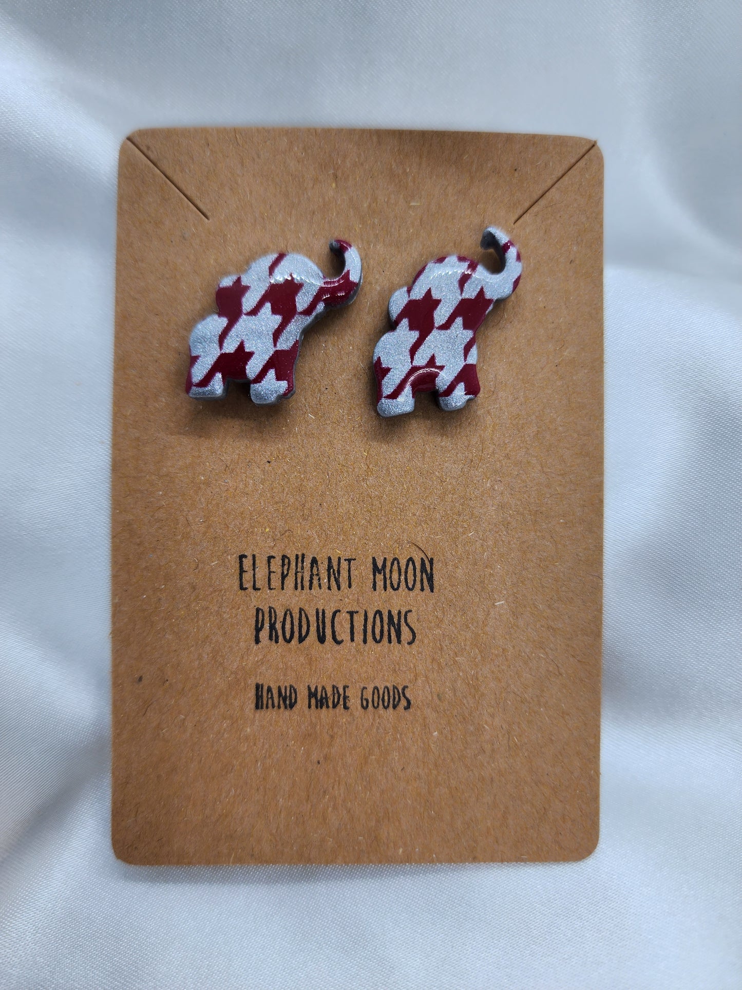 Houndstooth Elephant Stud Earrings