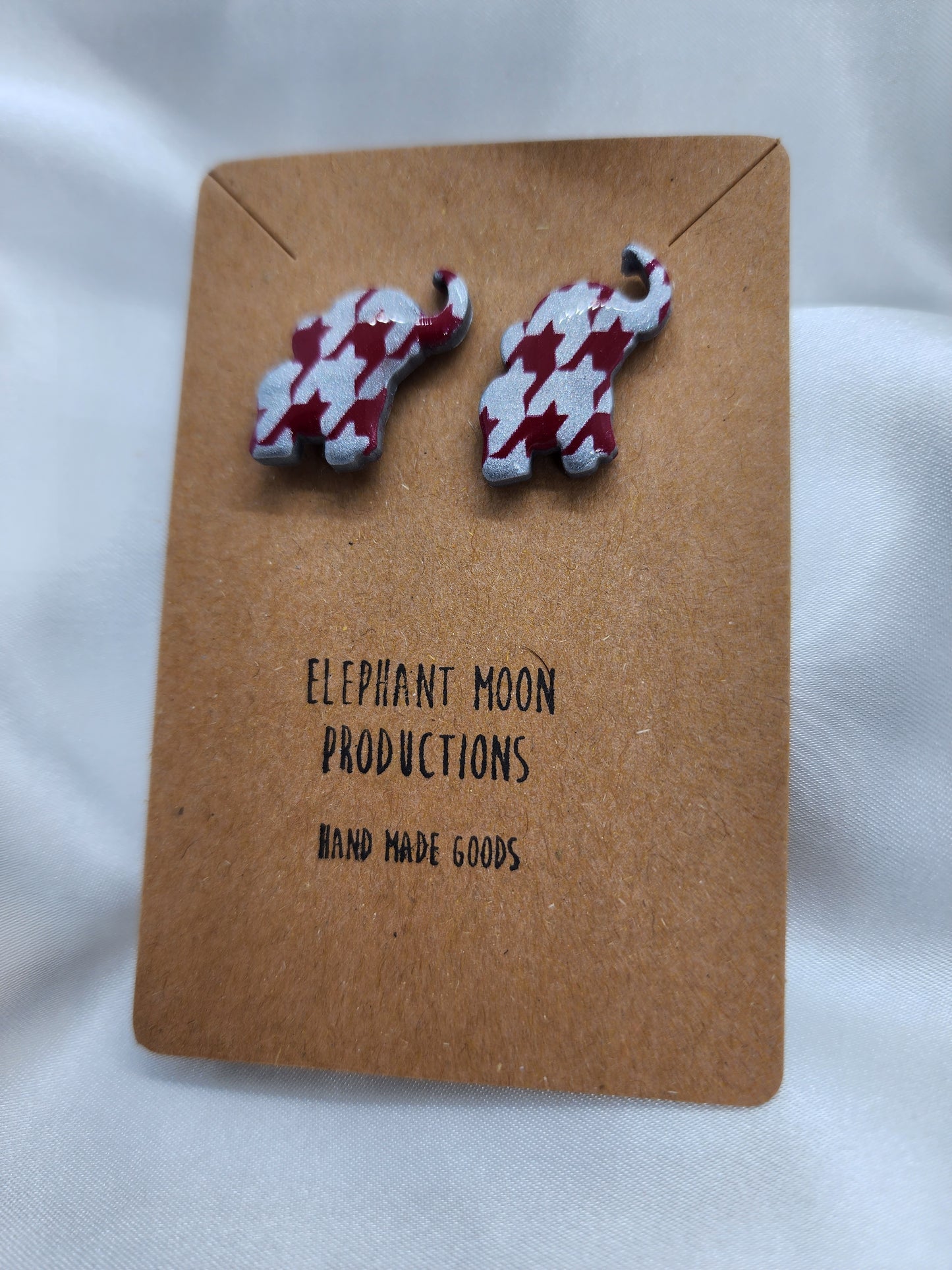 Houndstooth Elephant Stud Earrings