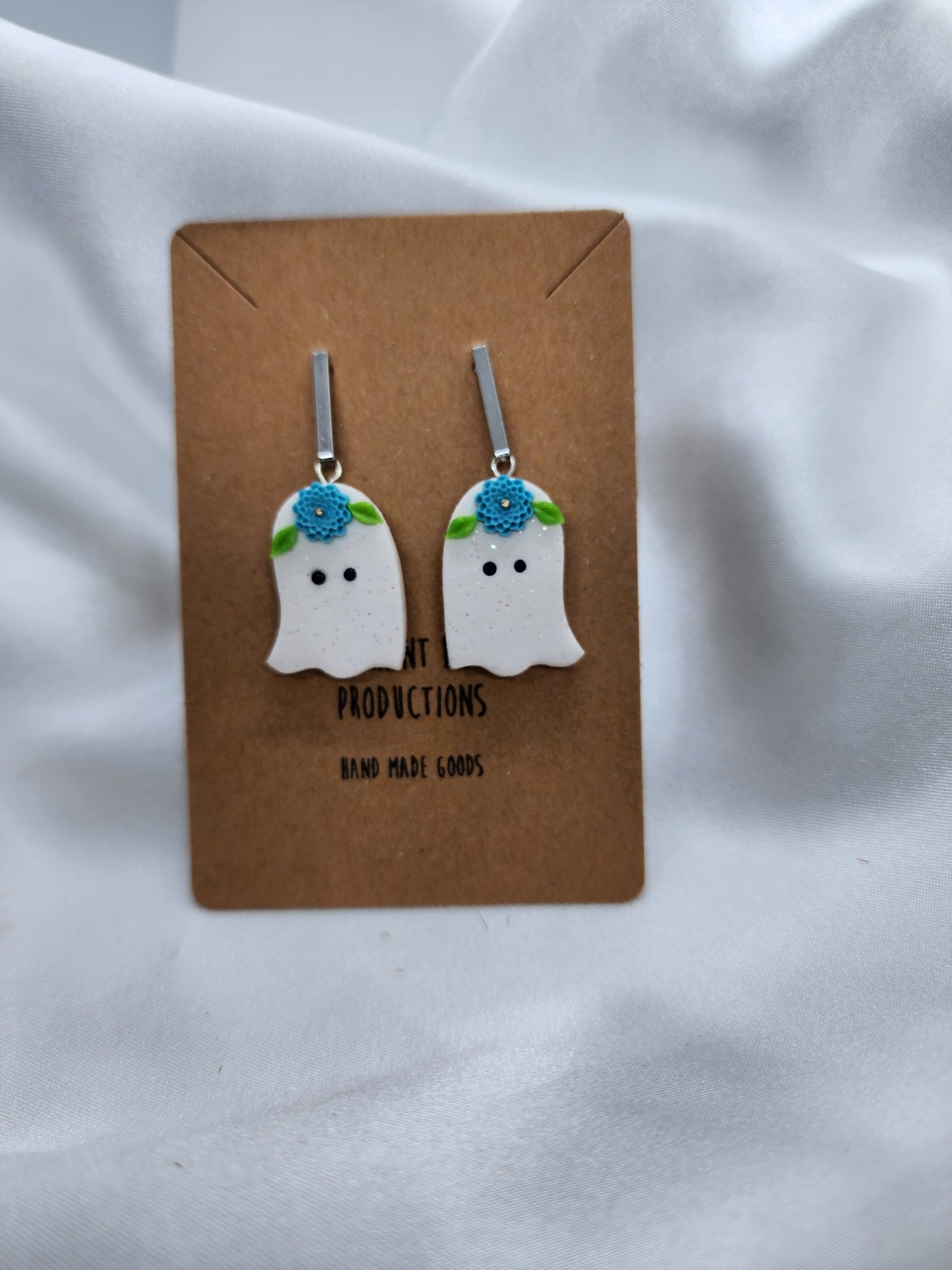 Blue floral ghost earrings
