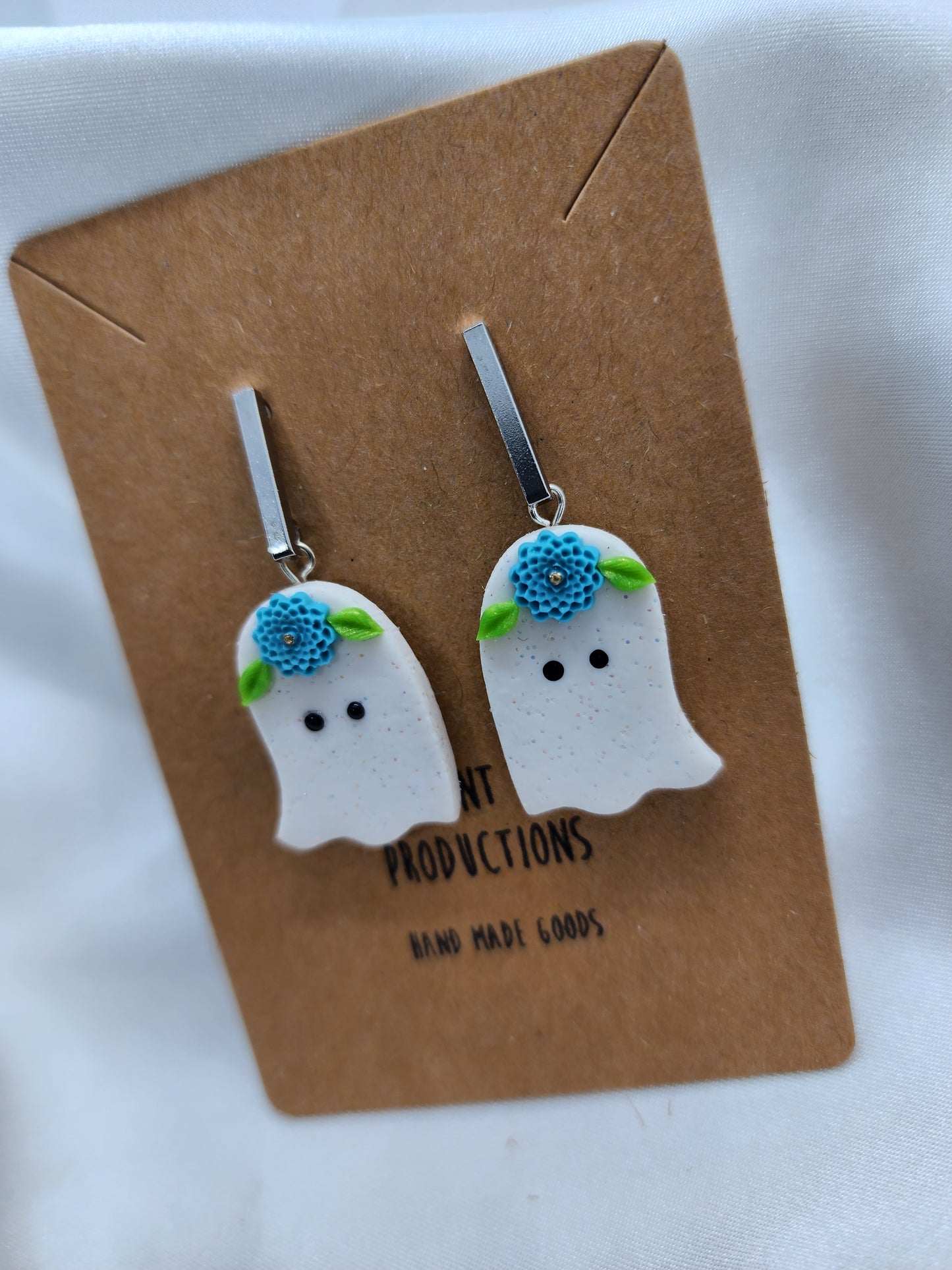 Blue floral ghost earrings