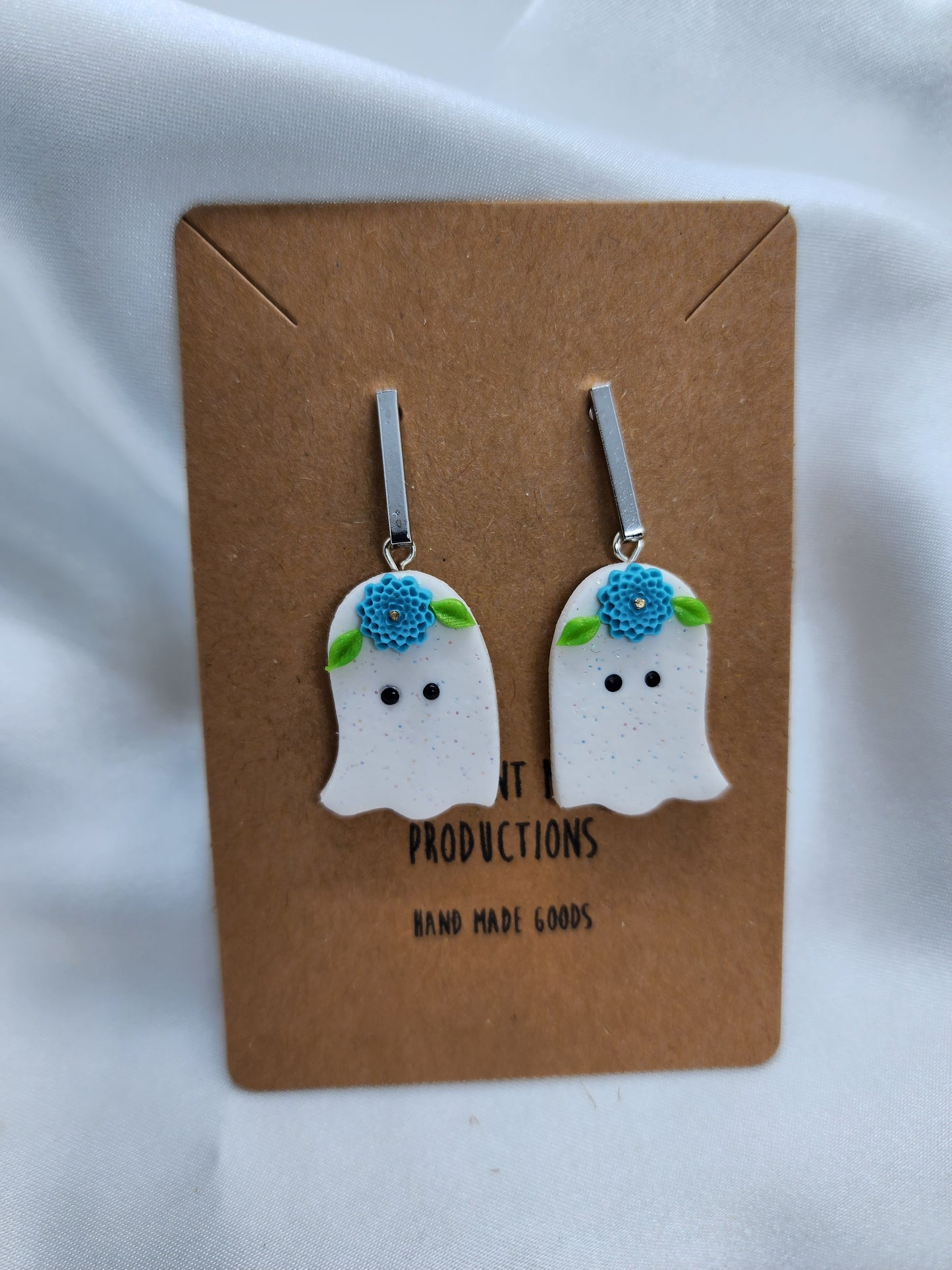 Blue floral ghost earrings