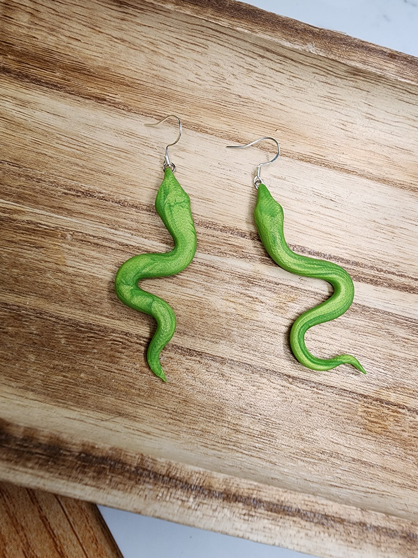 Green Garden Snake Earrings