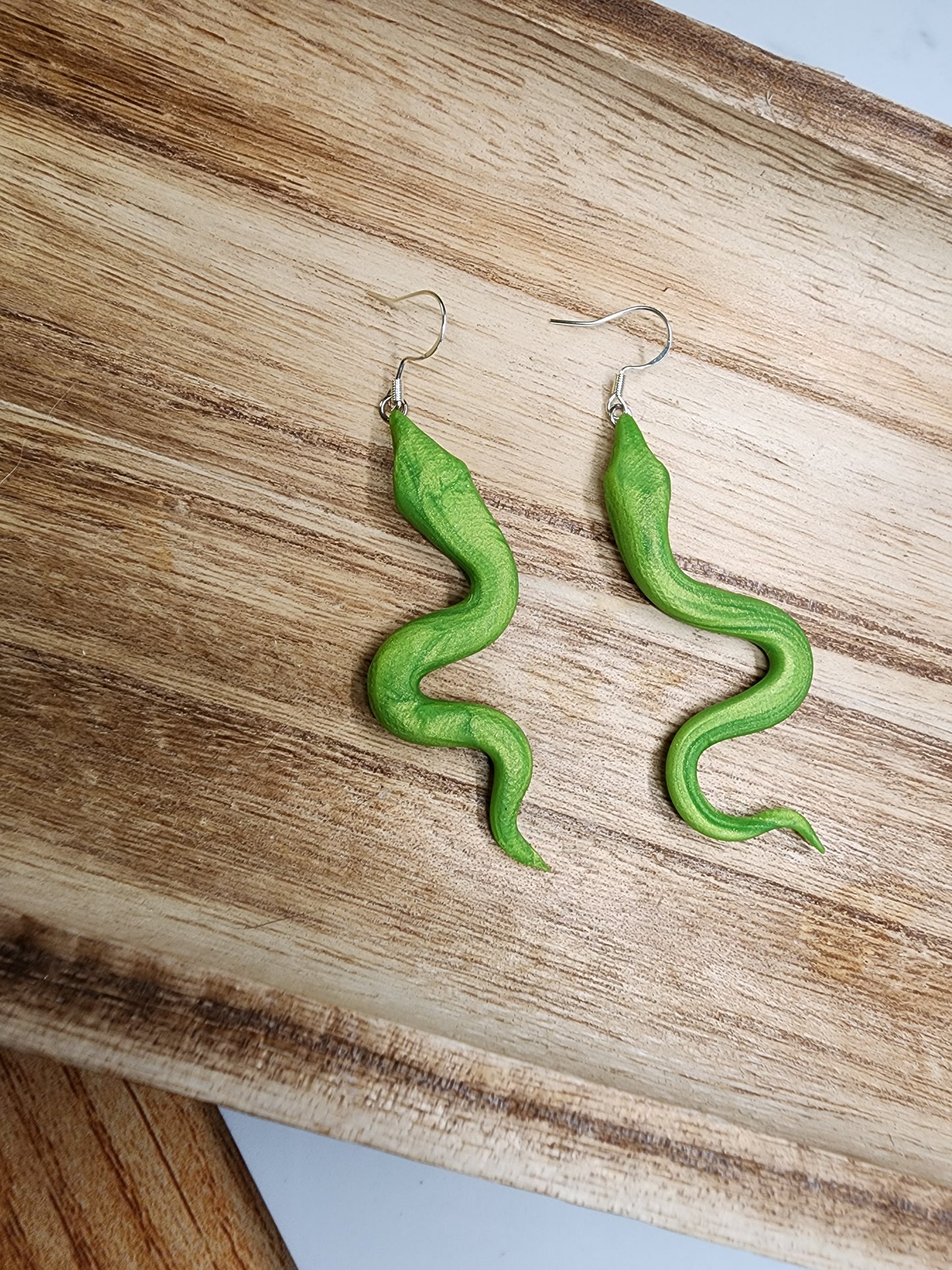 Green Garden Snake Earrings