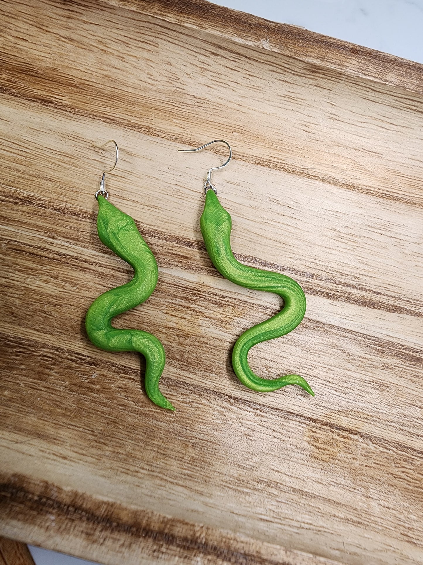 Green Garden Snake Earrings