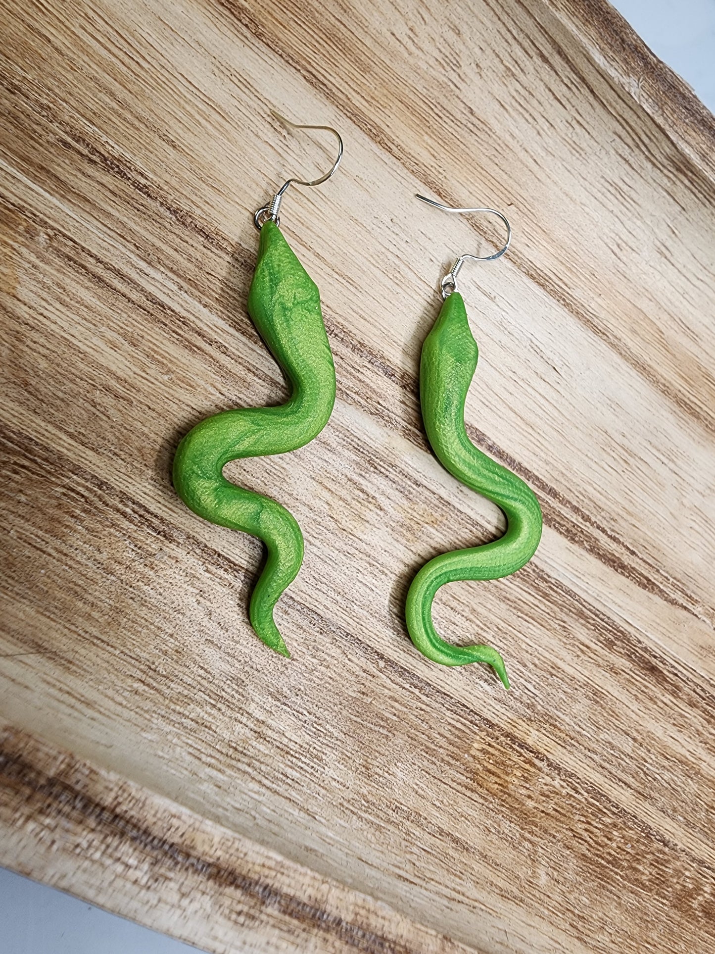 Green Garden Snake Earrings