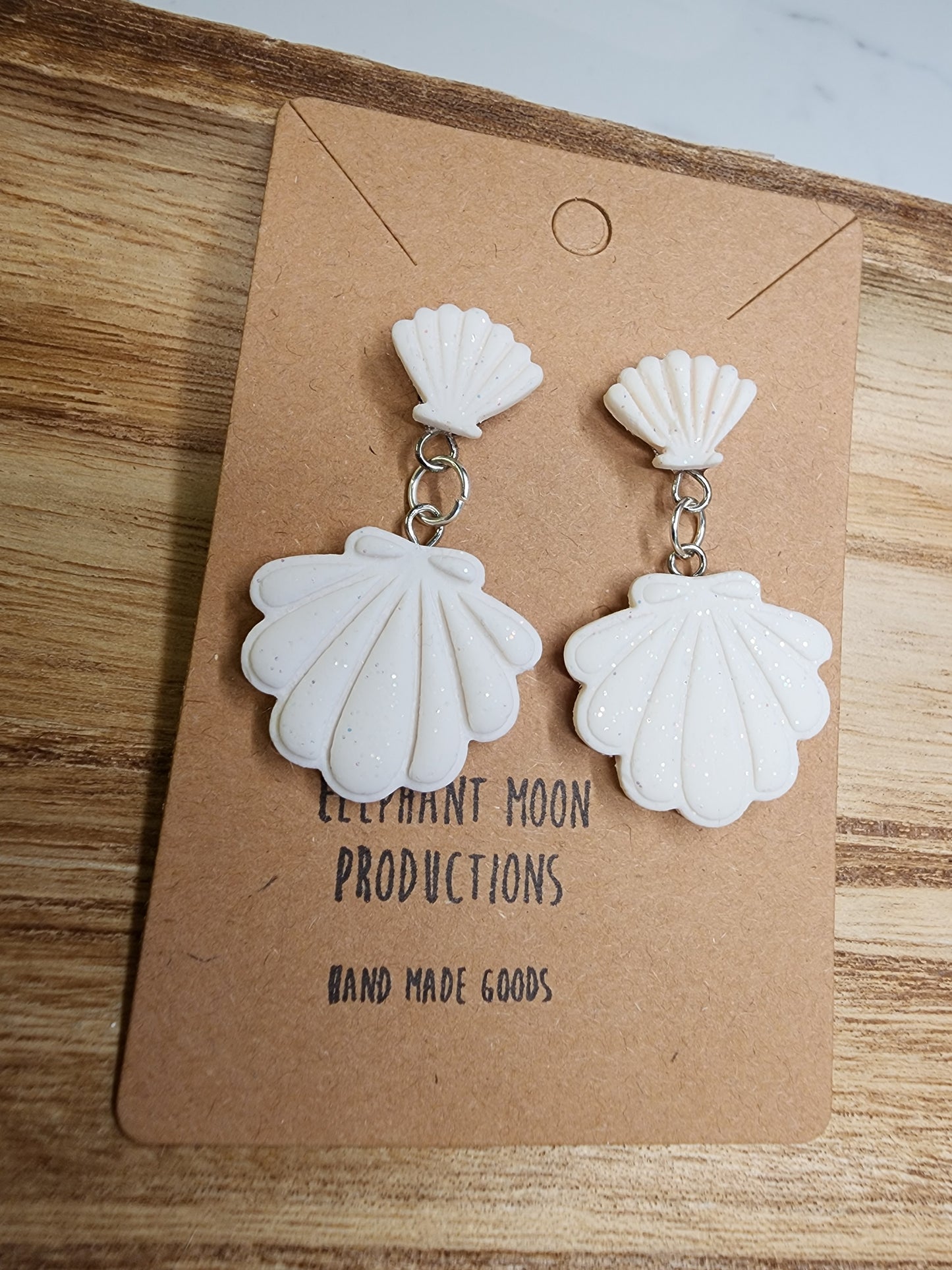 Sparkley White Seashell Stud Earrings