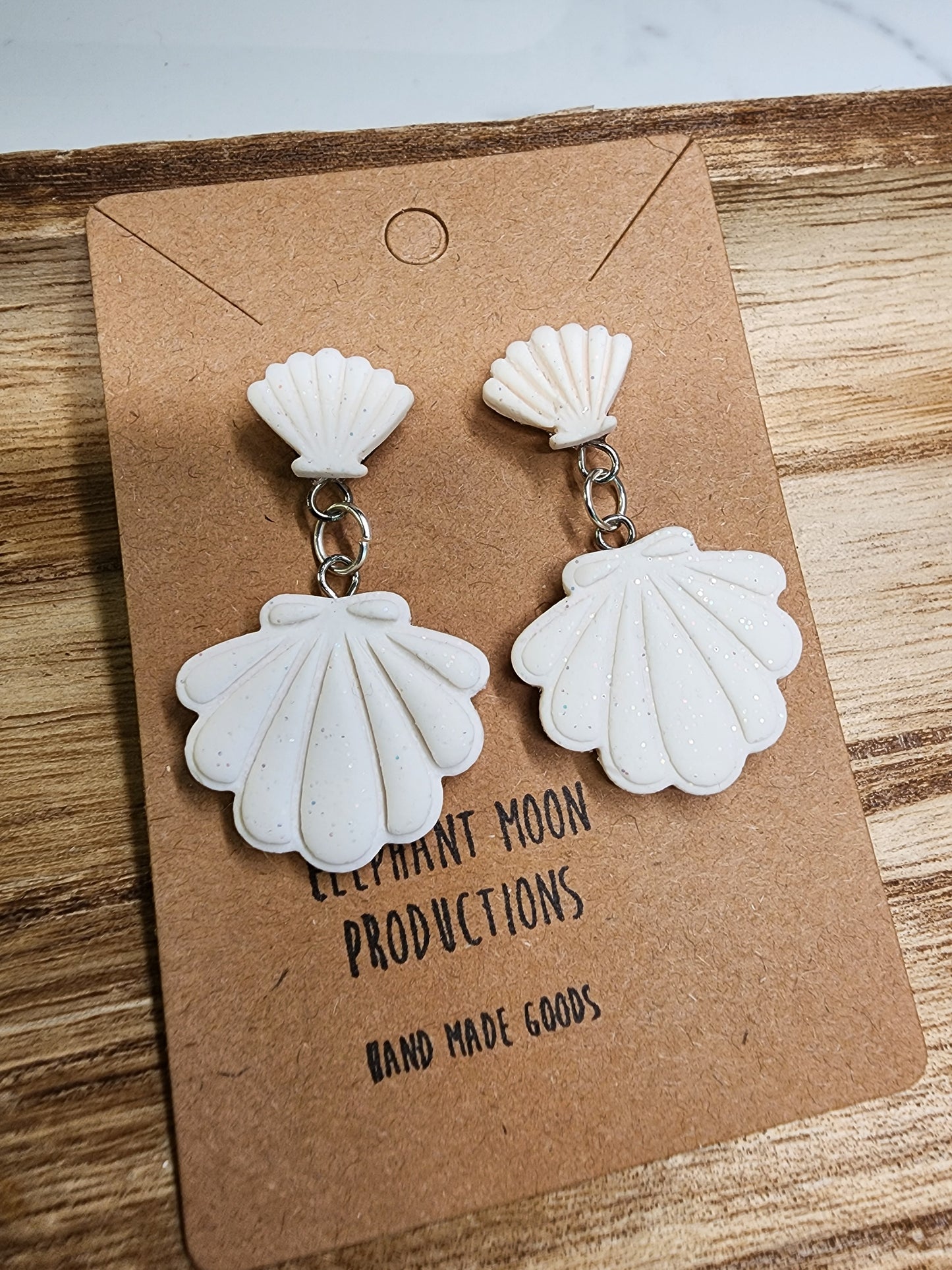 Sparkley White Seashell Stud Earrings