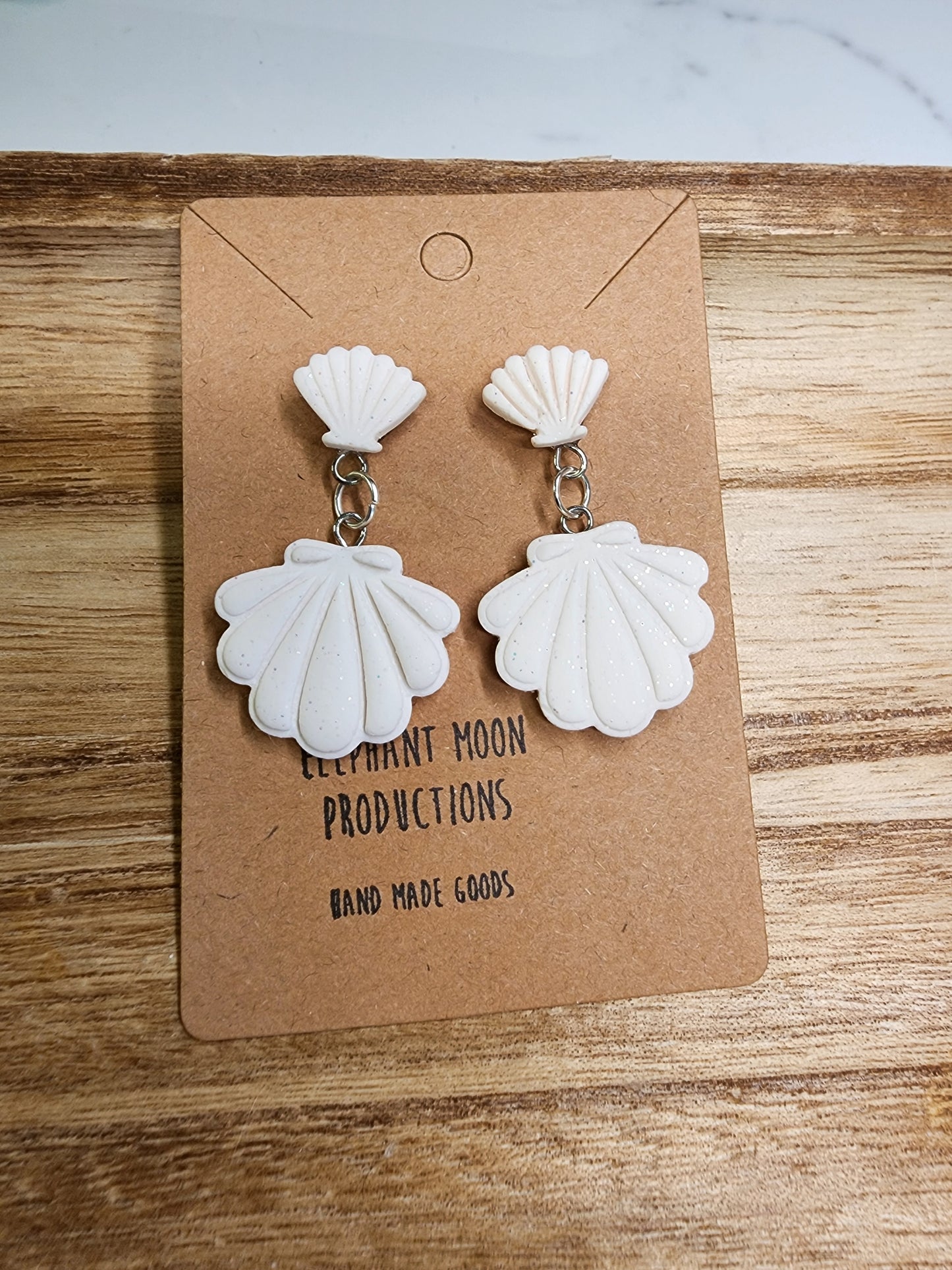 Sparkley White Seashell Stud Earrings