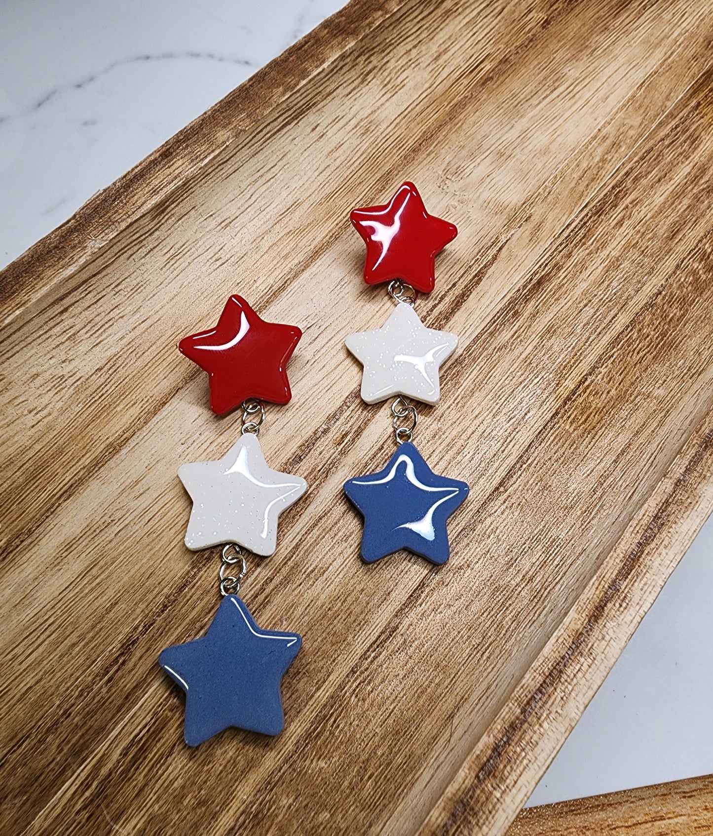 Red, White, and Blue Star Studded Earrings