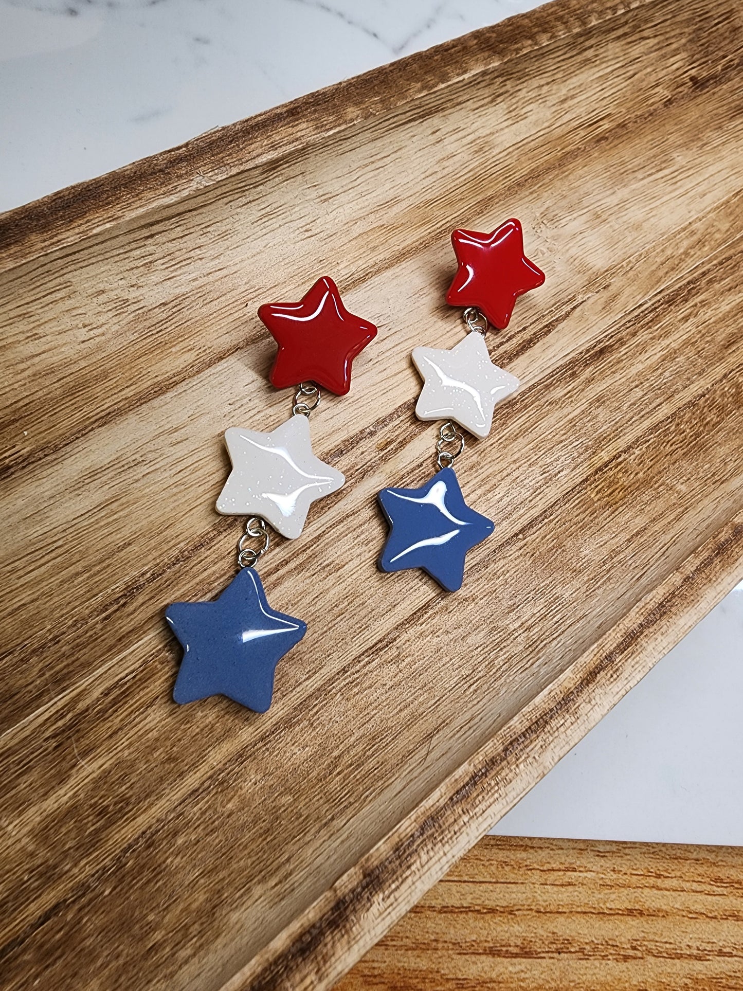 Red, White, and Blue Star Studded Earrings
