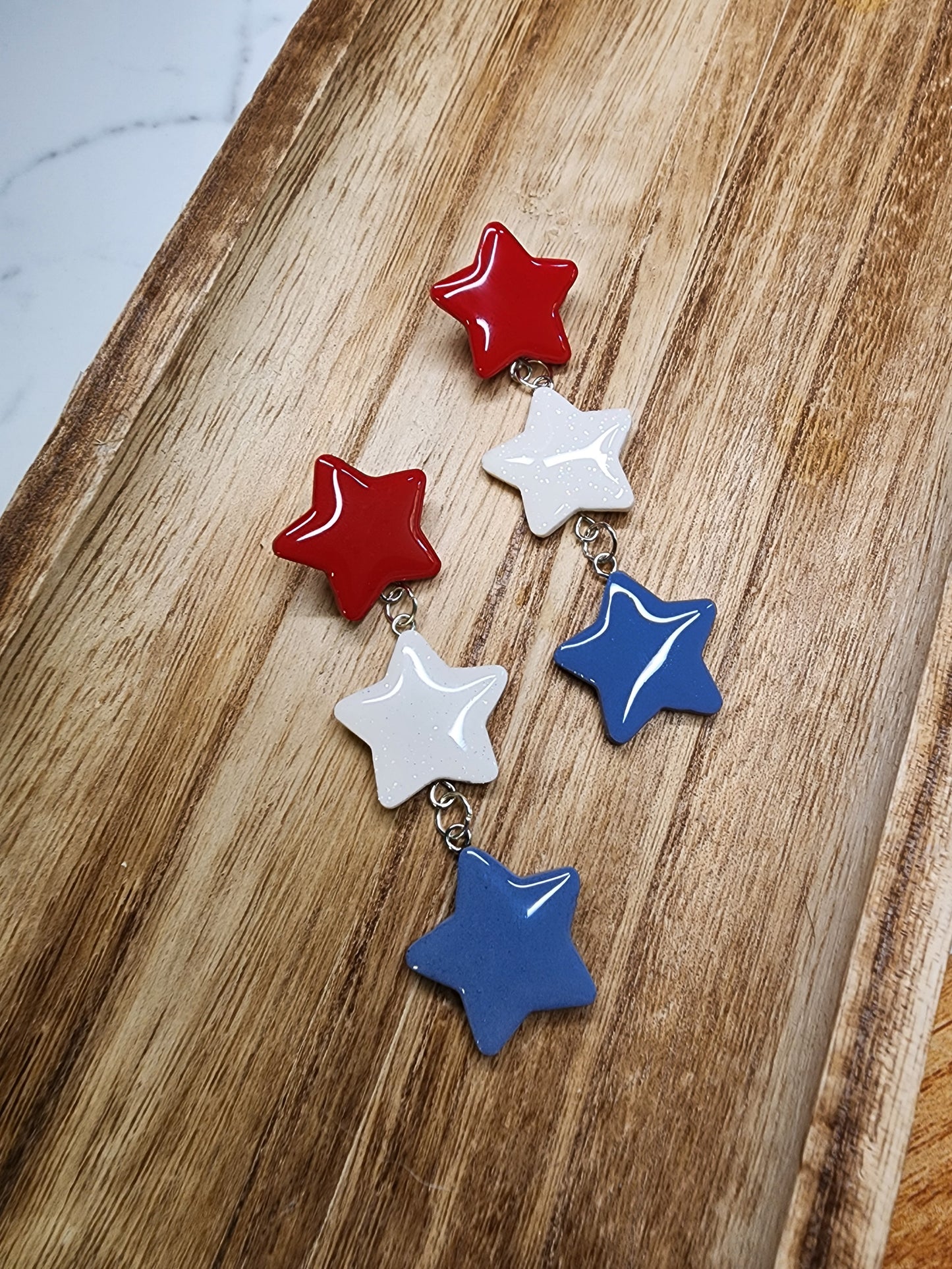 Red, White, and Blue Star Studded Earrings