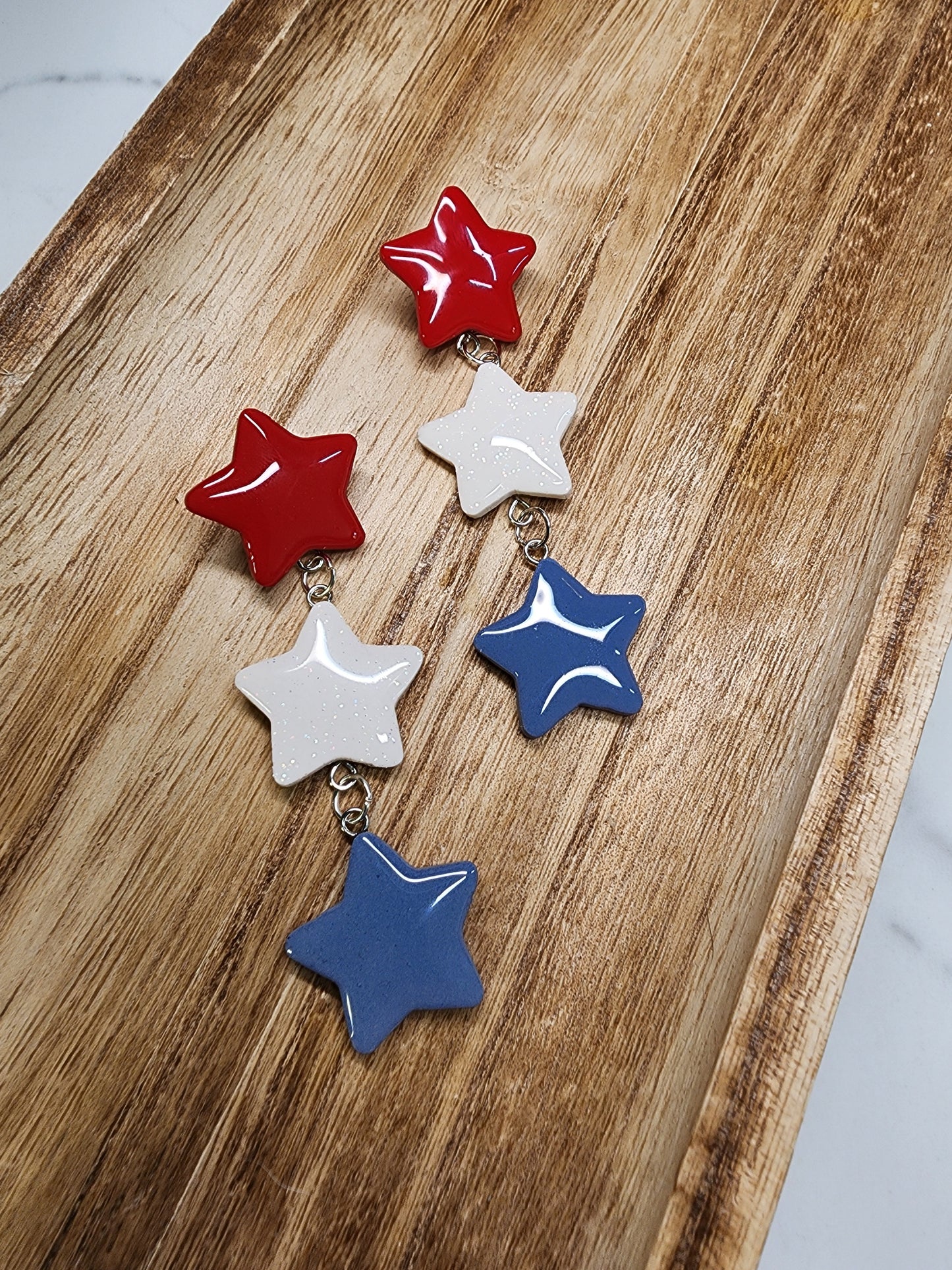 Red, White, and Blue Star Studded Earrings