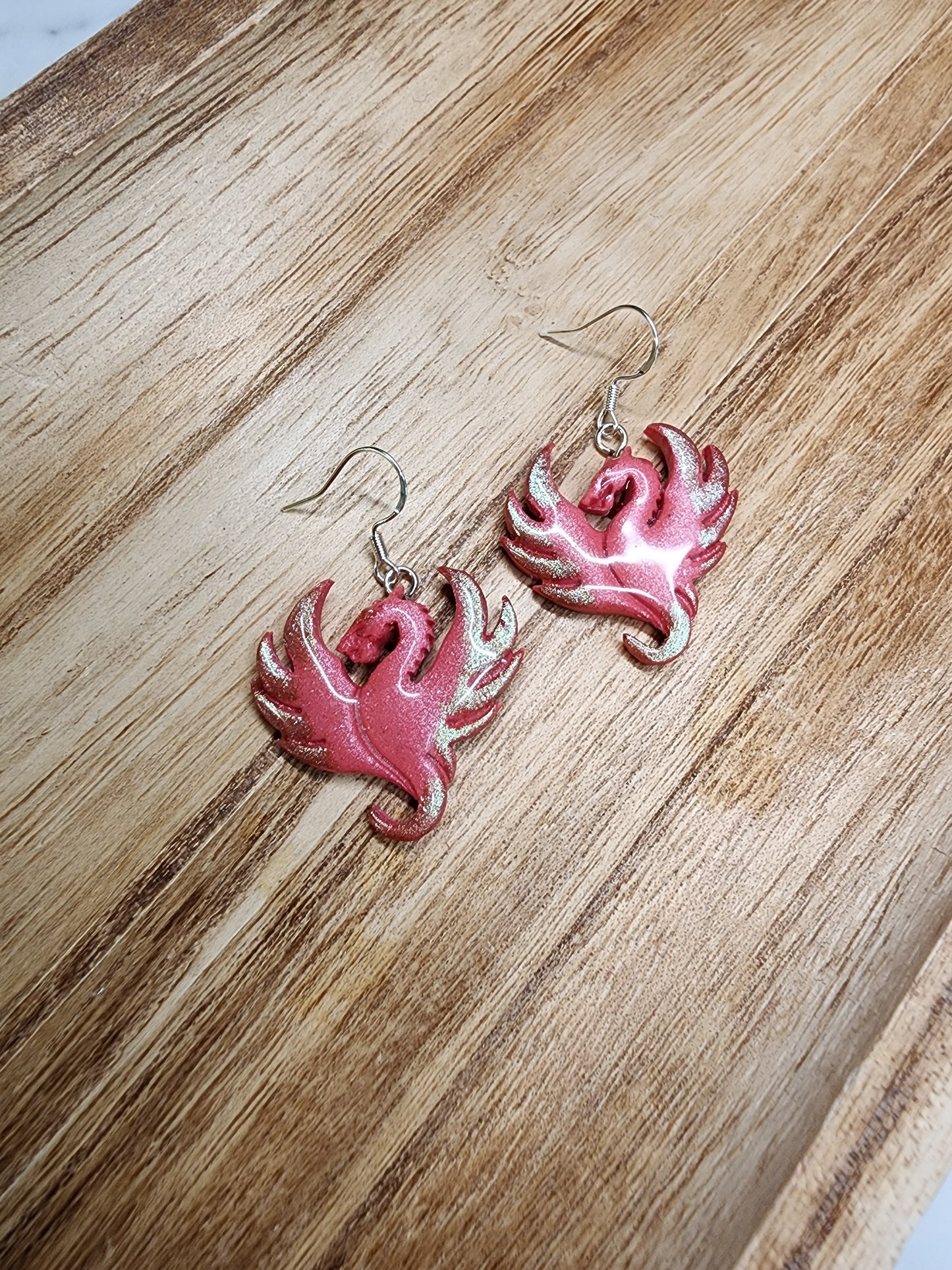 Pink Dragon Iridescent Earrings