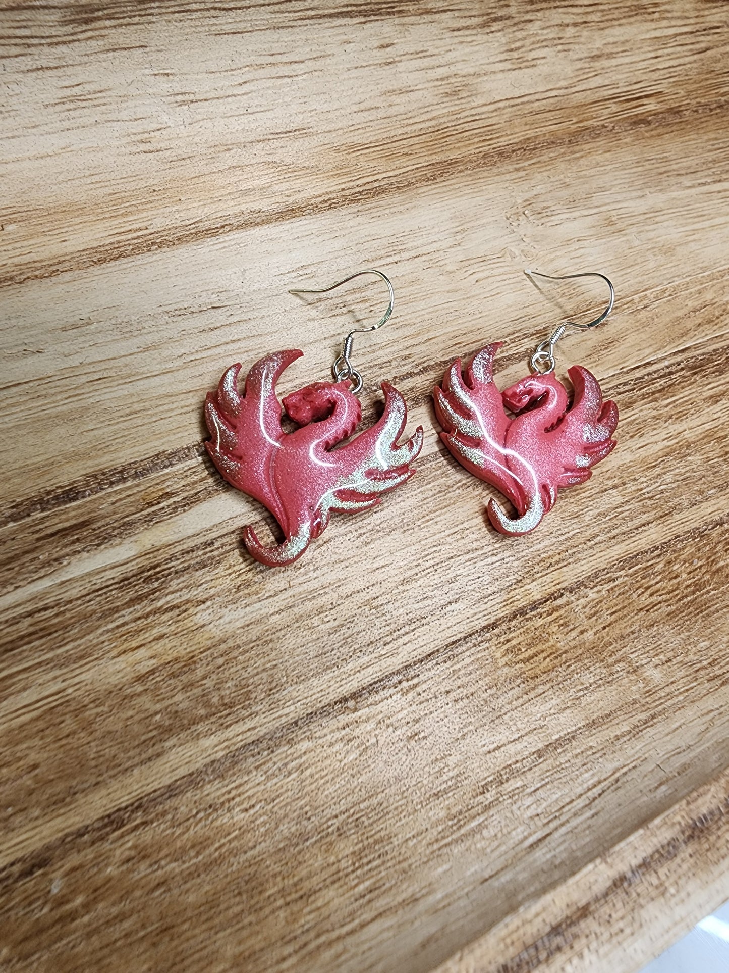 Pink Dragon Iridescent Earrings