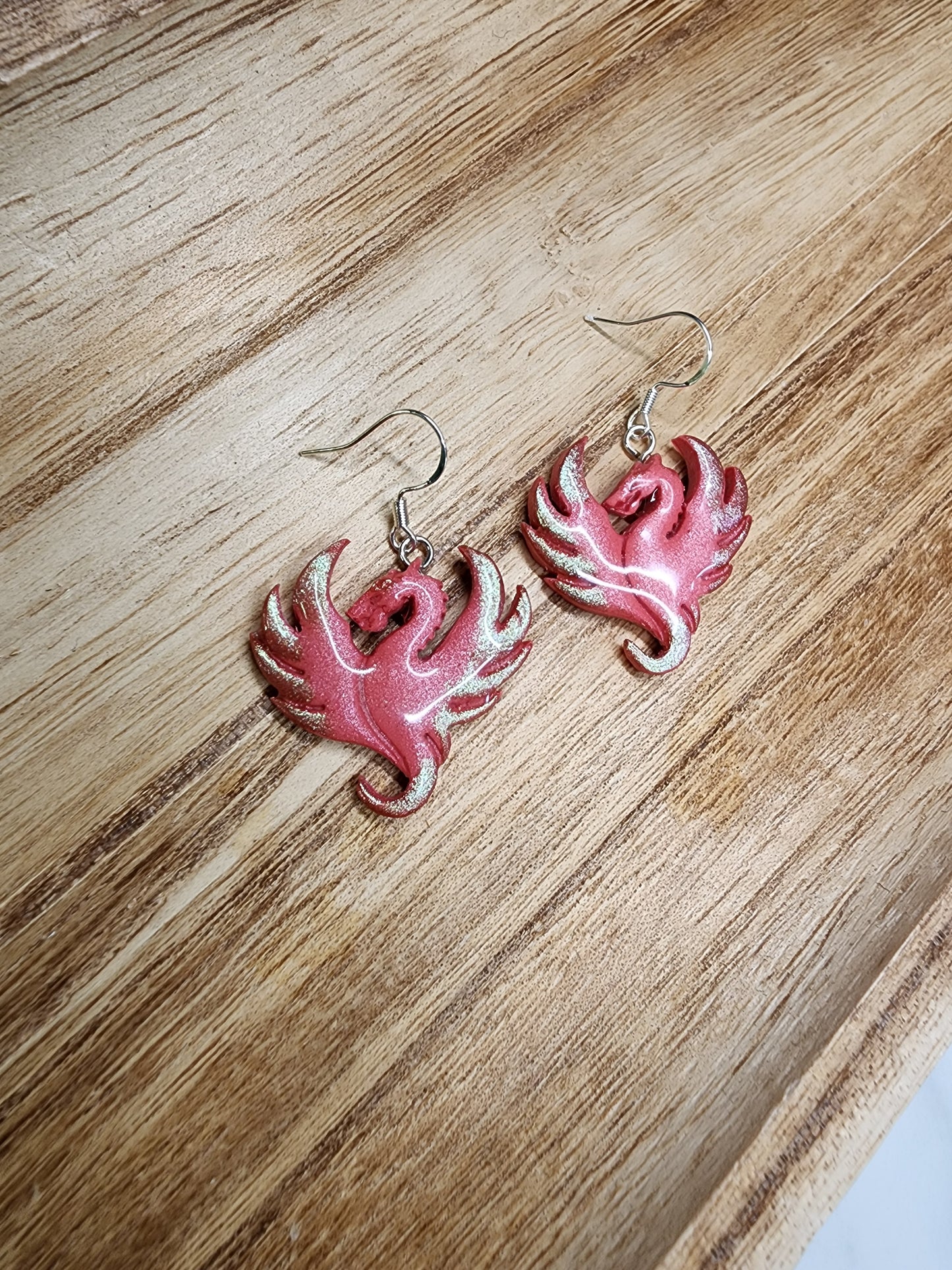 Pink Dragon Iridescent Earrings