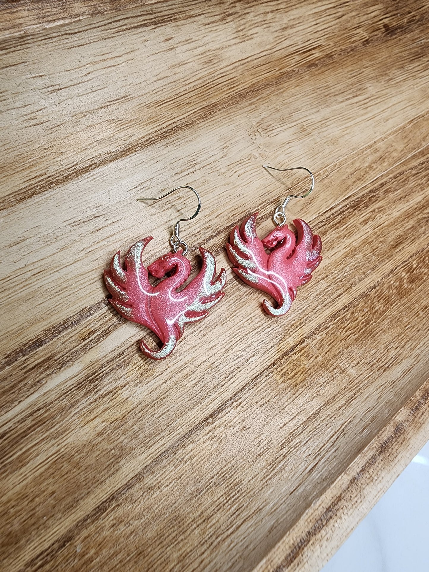Pink Dragon Iridescent Earrings