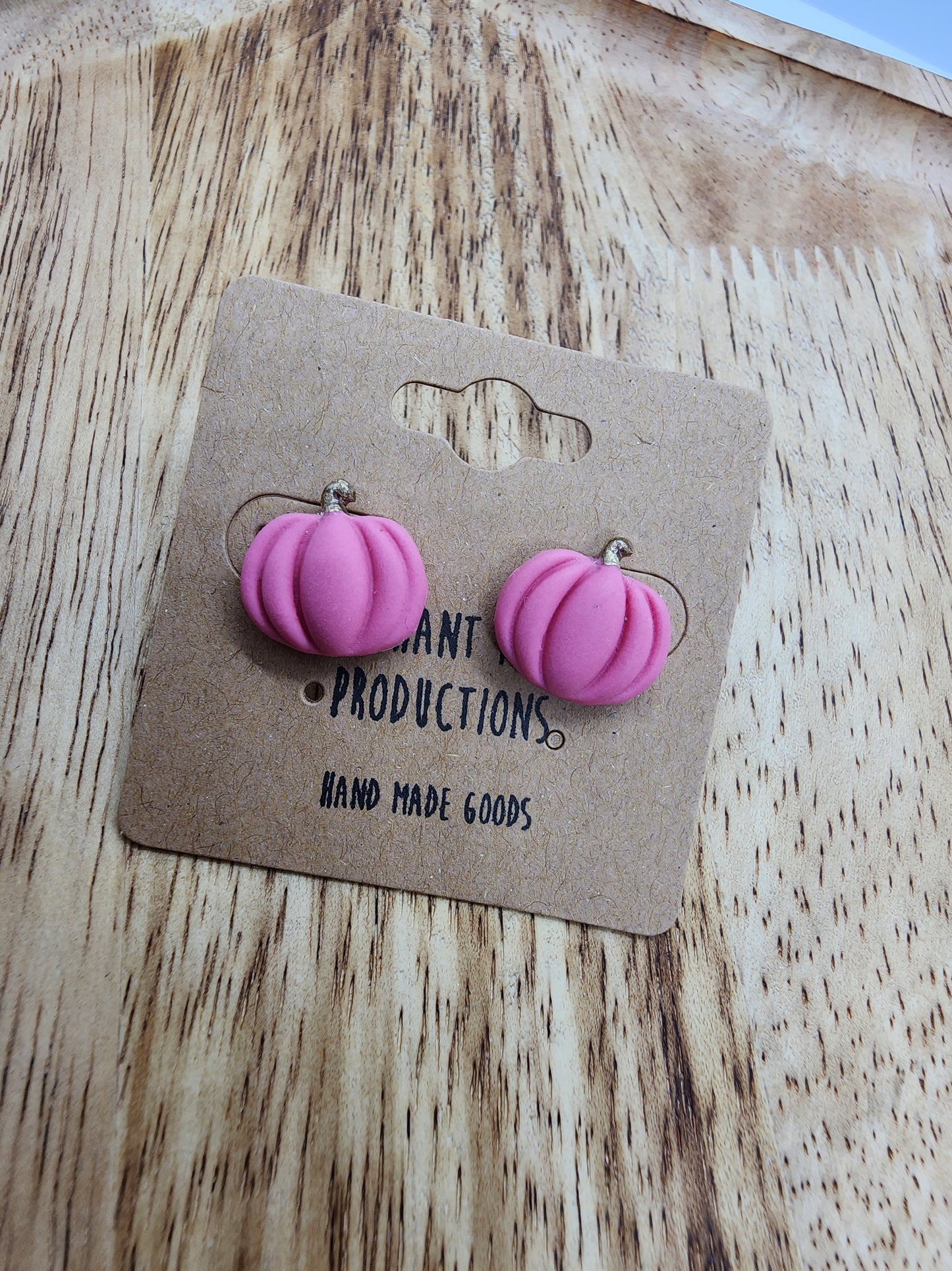 Pink Pumpkin Clay Earrings