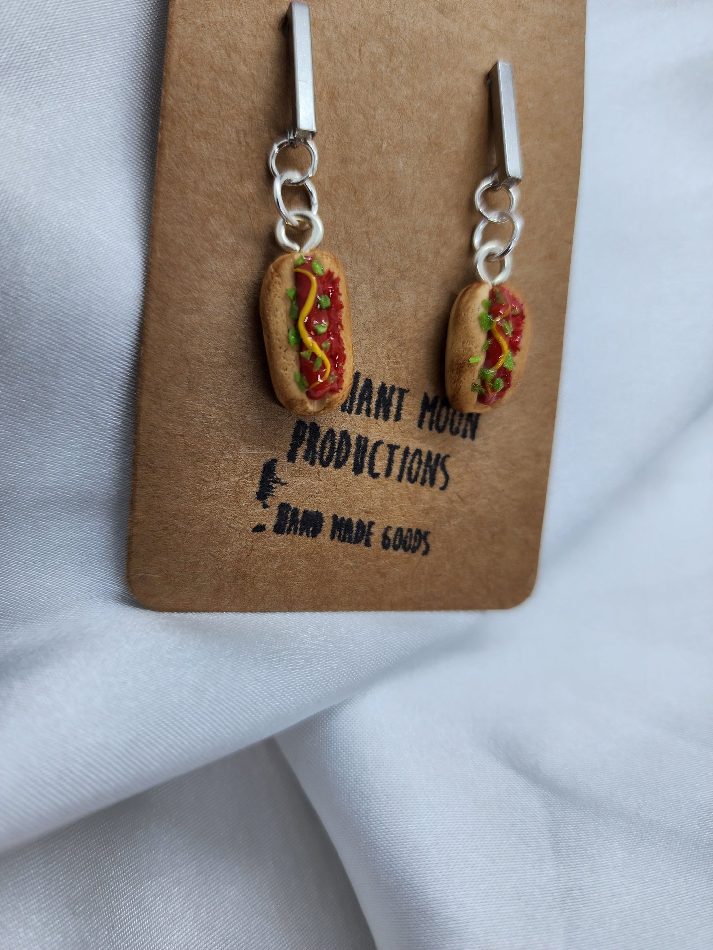Hot Dog Clay Earrings