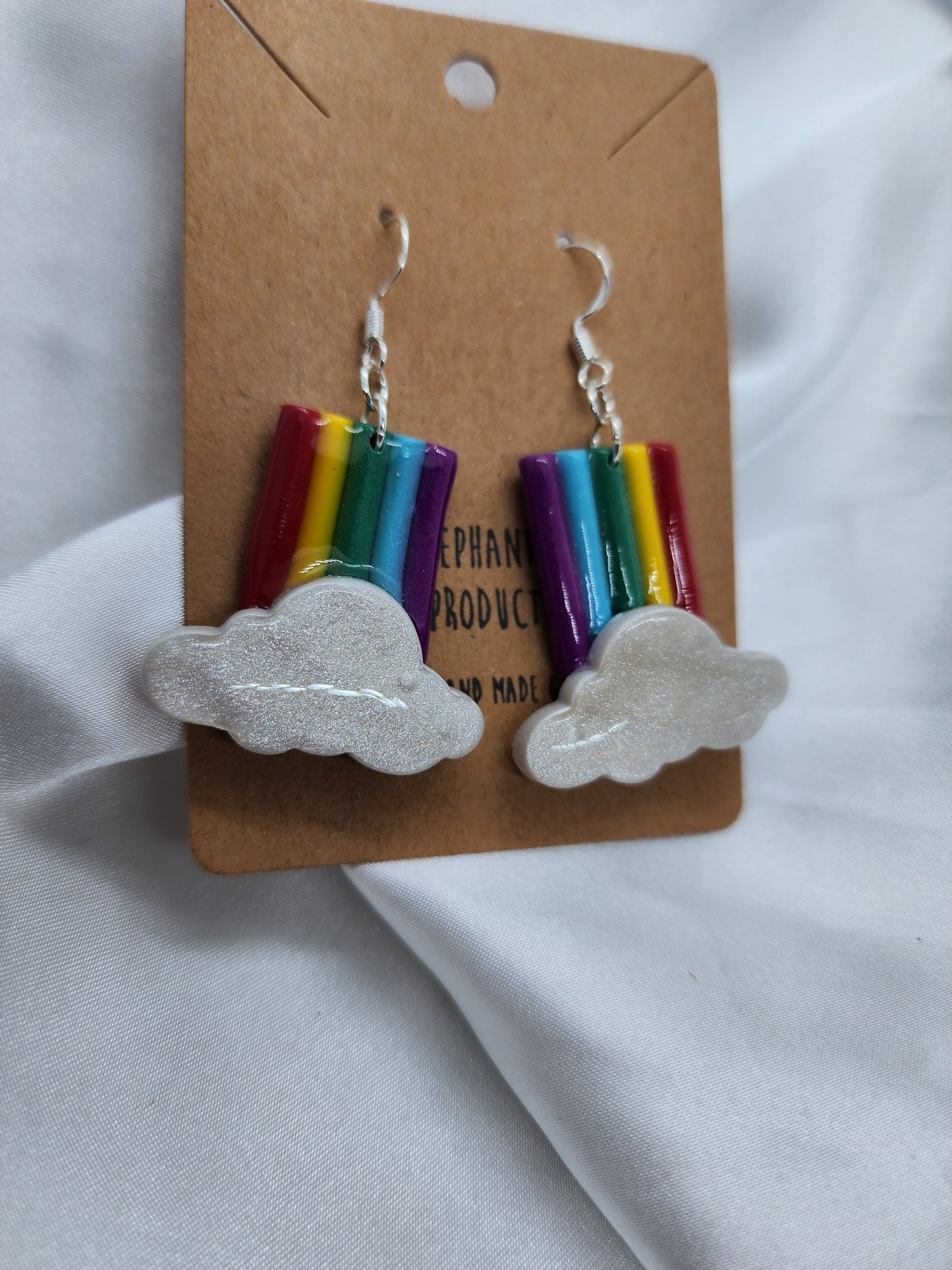 Rainbow Cloud Silver Hook Earrings
