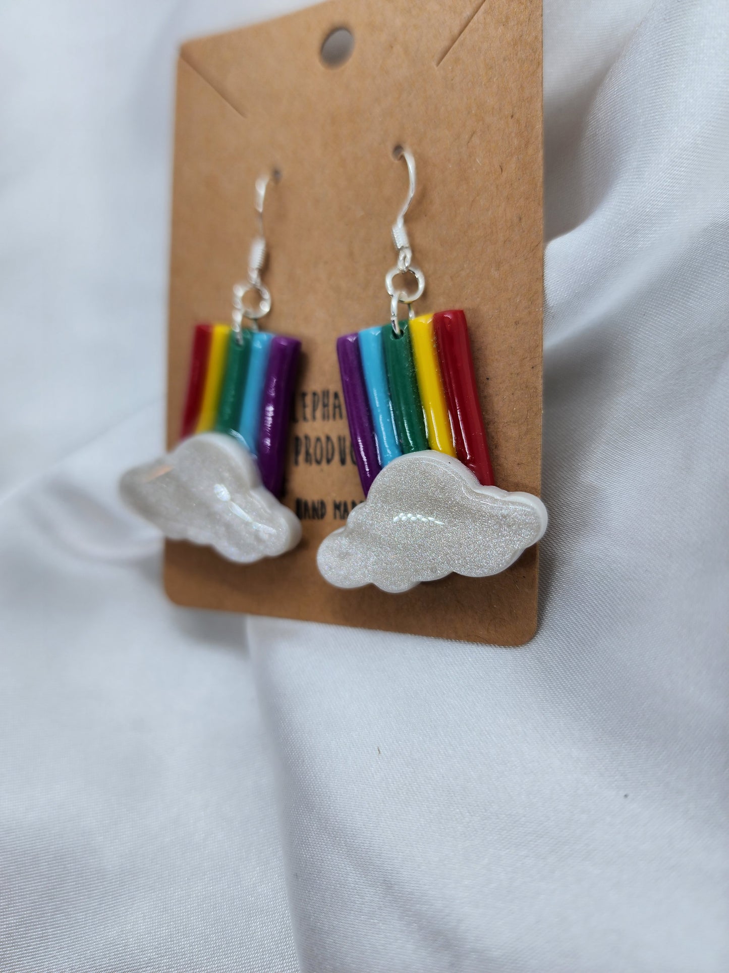 Rainbow Cloud Silver Hook Earrings