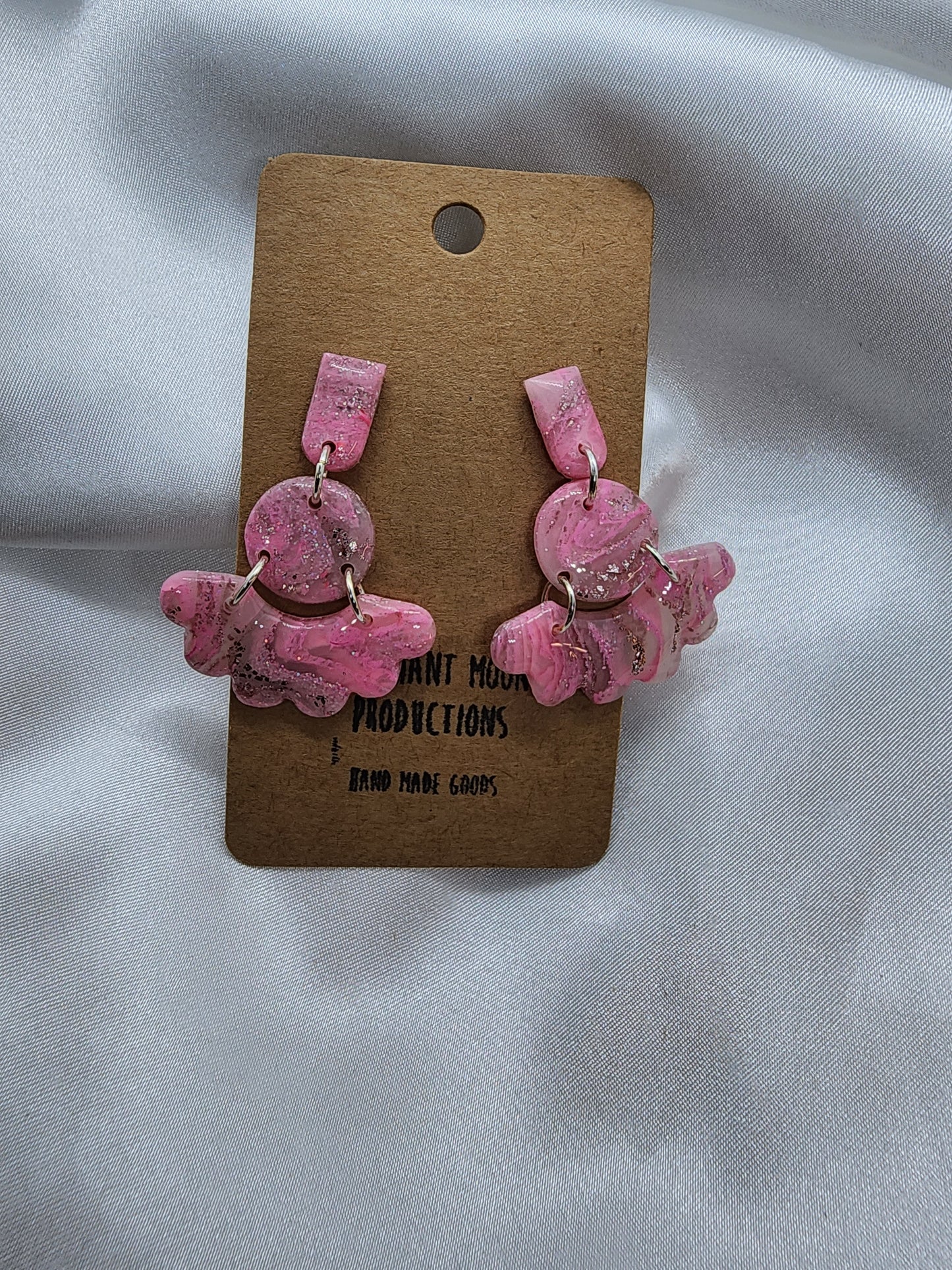 Pink Floral Clay Earrings