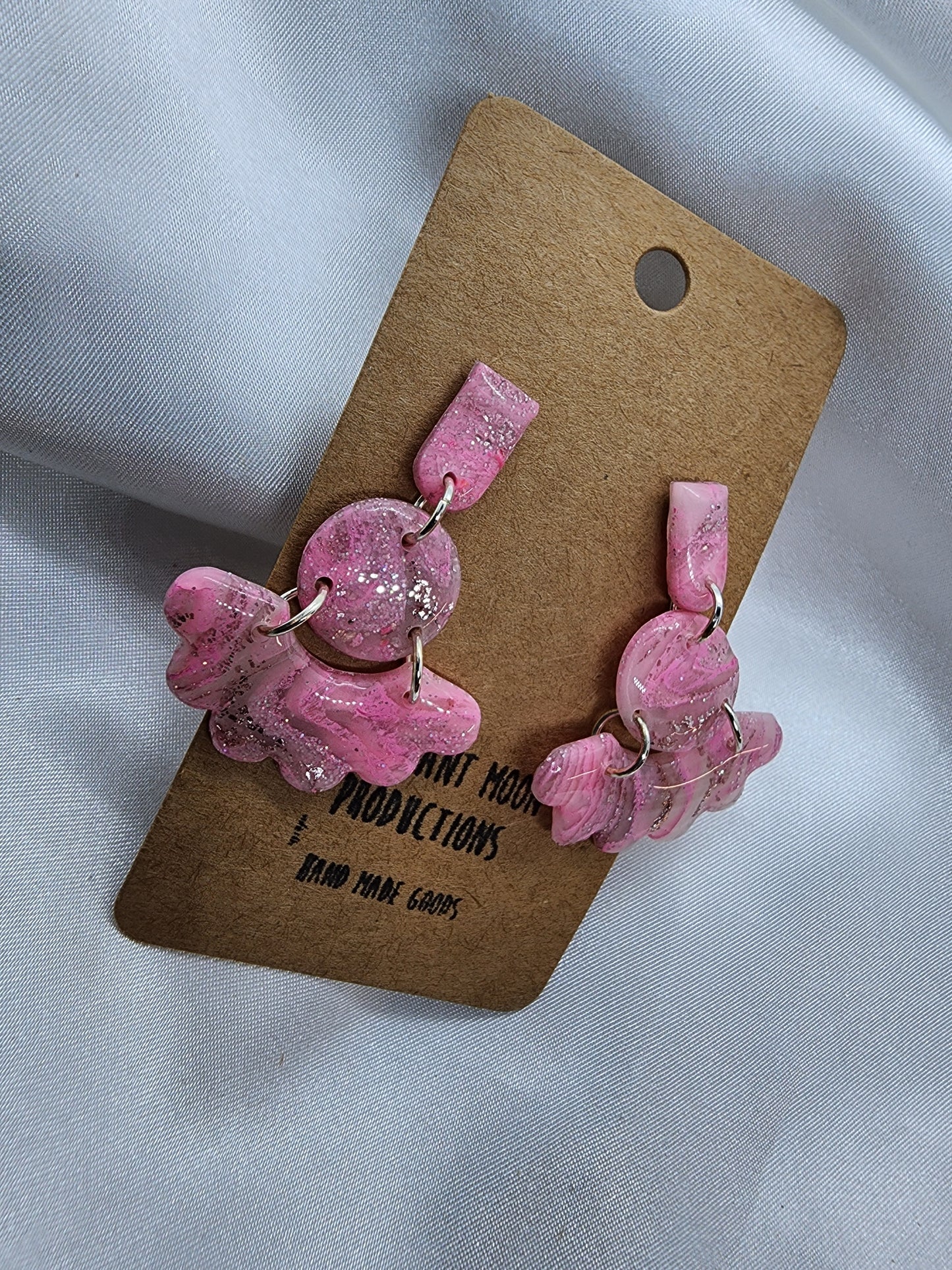 Pink Floral Clay Earrings