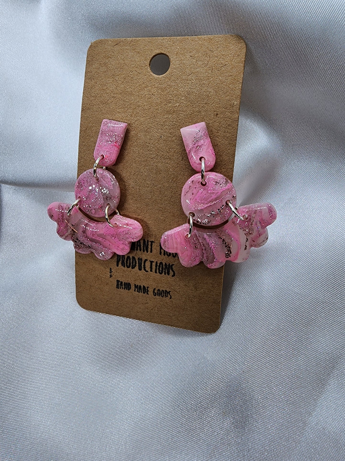 Pink Floral Clay Earrings