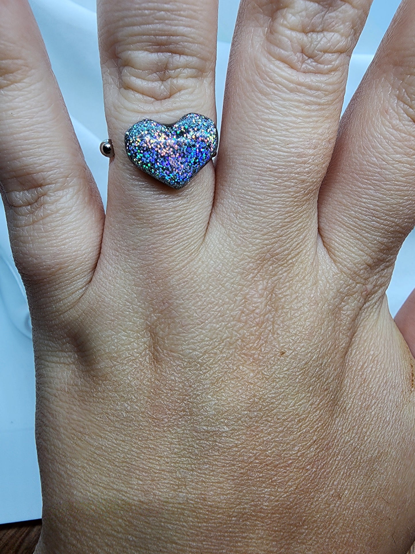 Holographic Heart Clay Ring