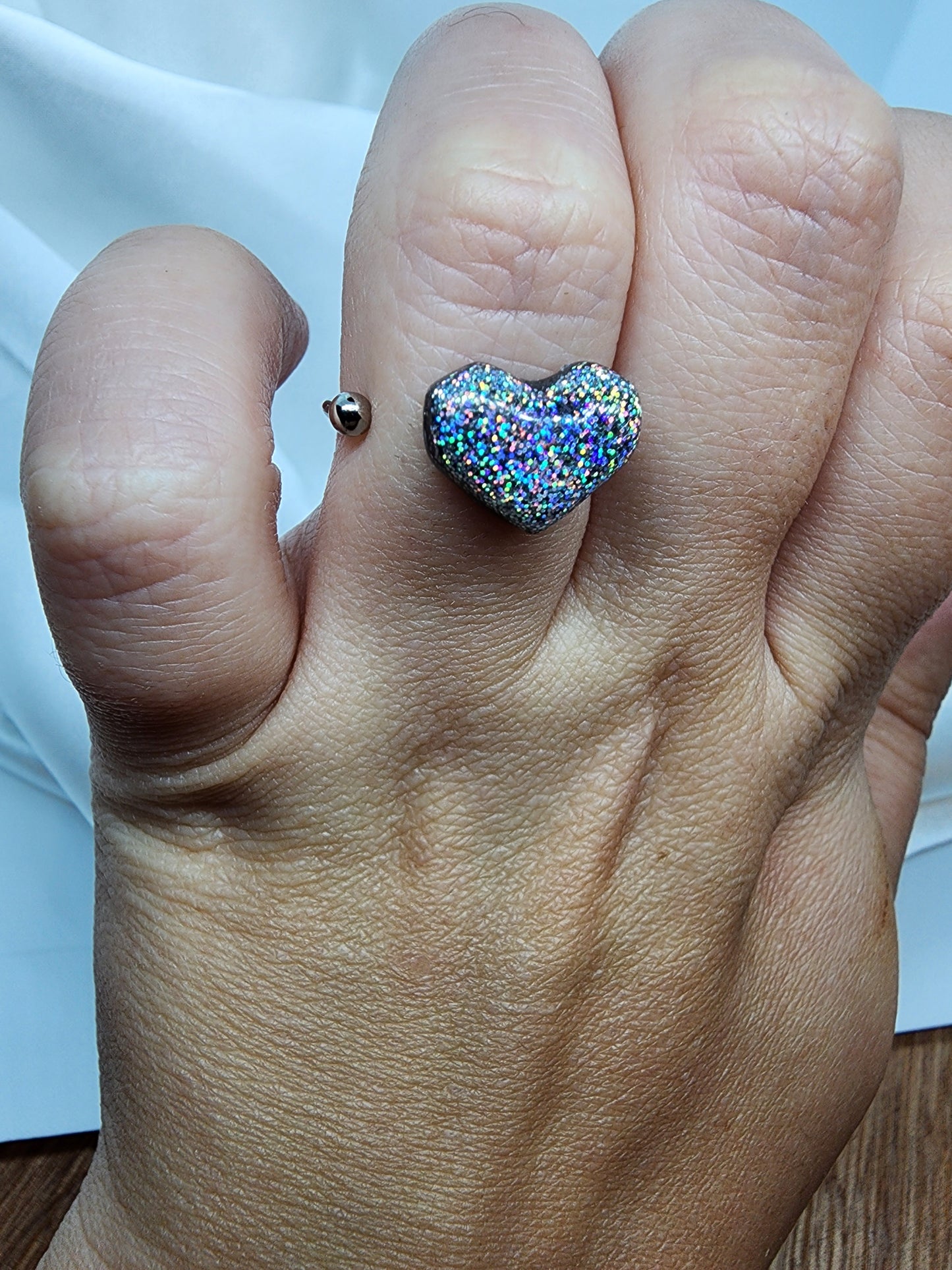 Holographic Heart Clay Ring