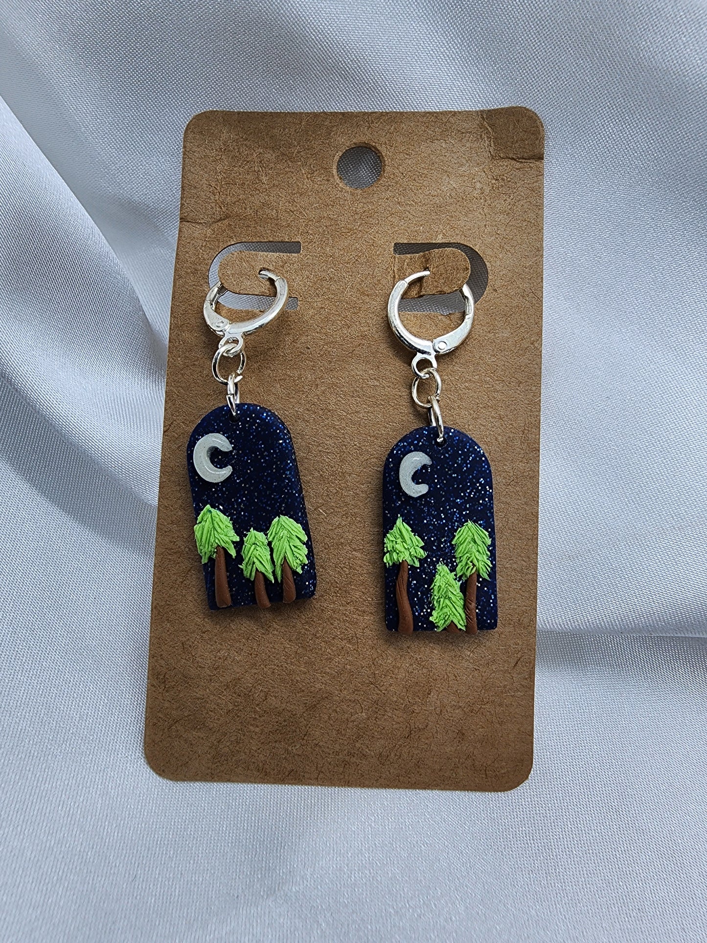 Crescent Moons in the forrest Earrings
