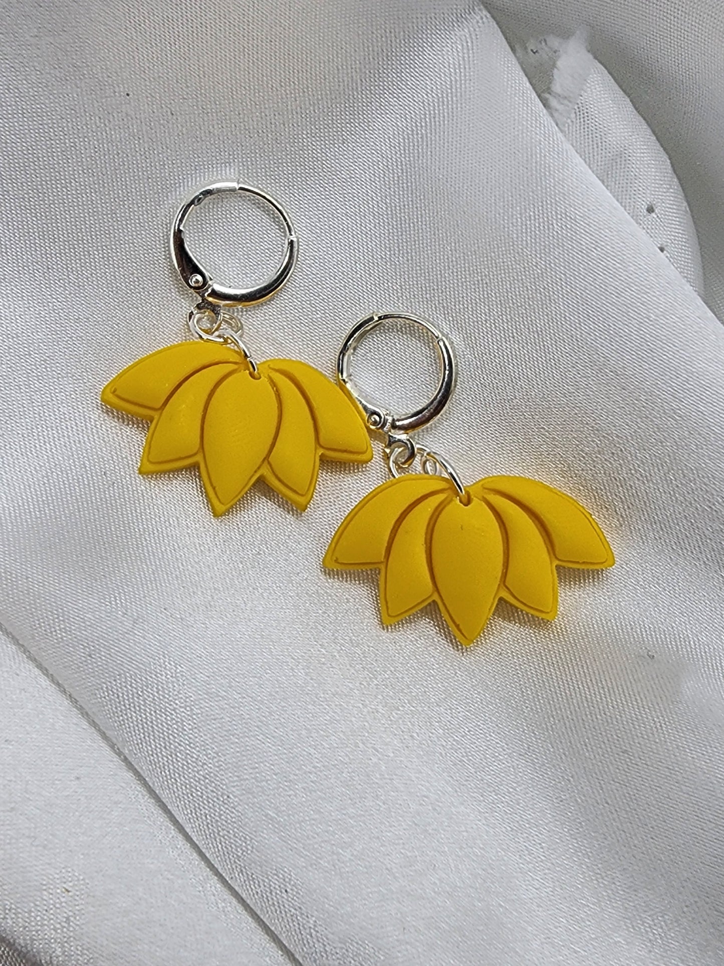 Yellow Lotus Flower Earrings