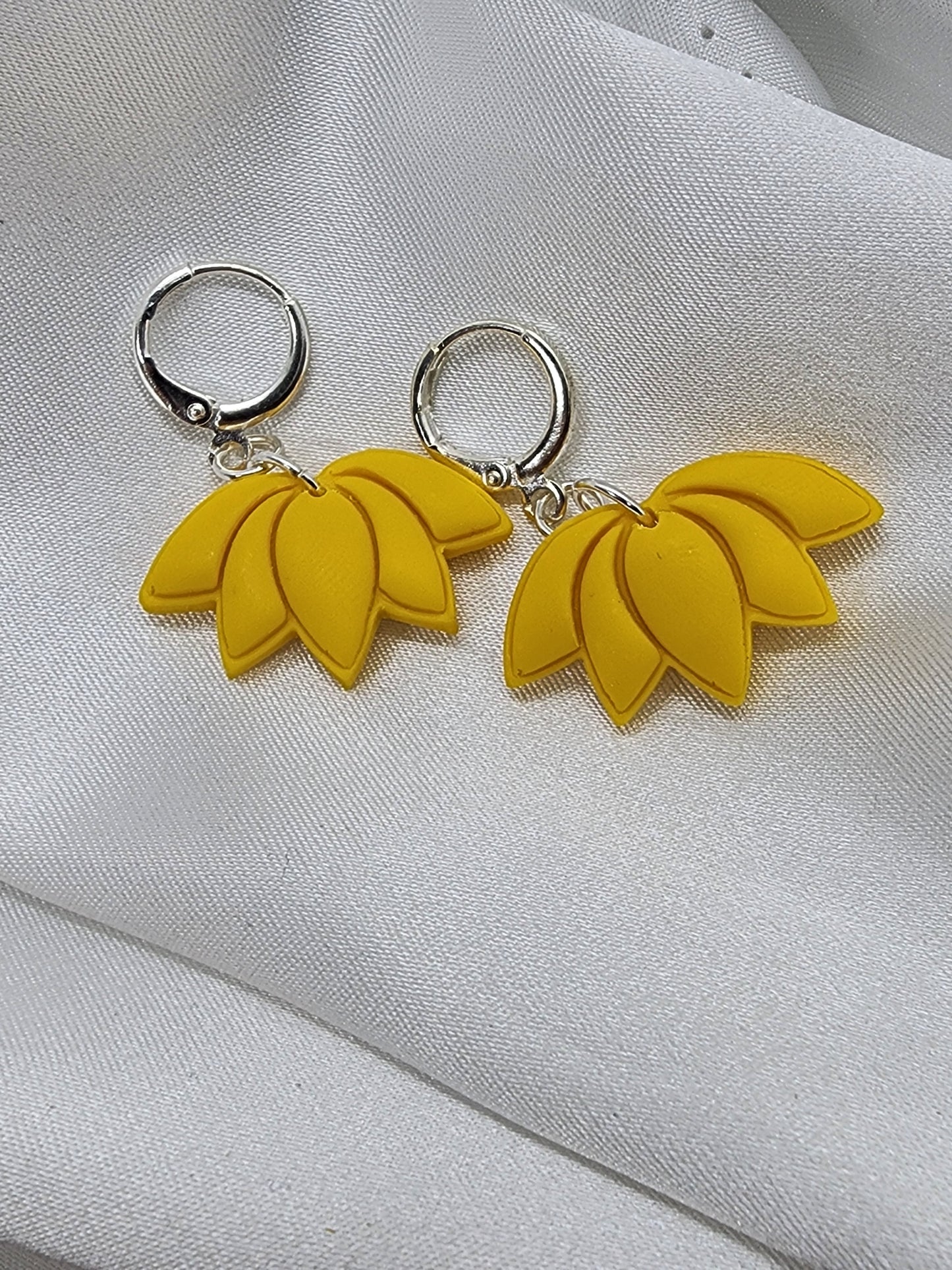 Yellow Lotus Flower Earrings