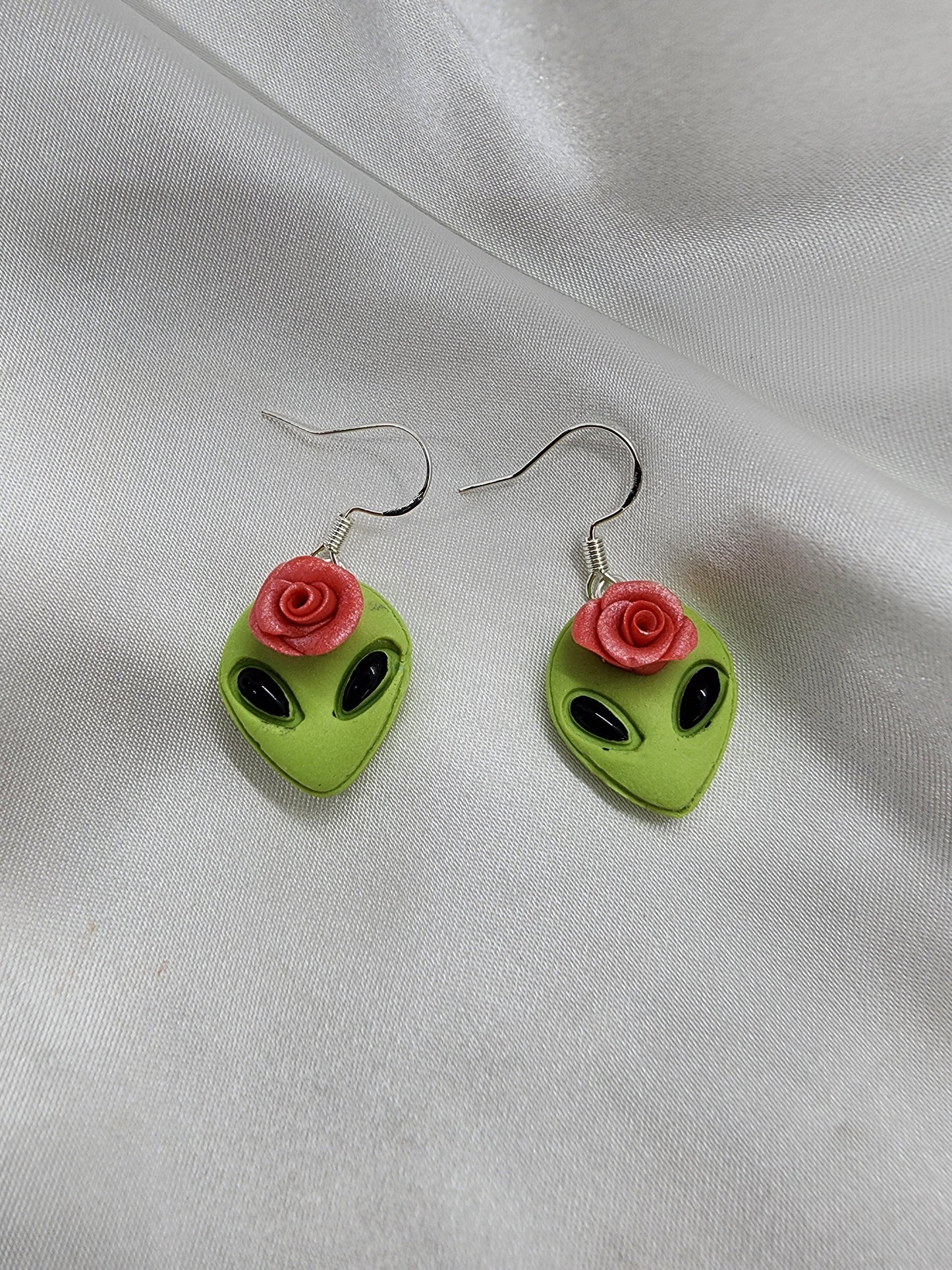 Pink Rosey Alien Earrings