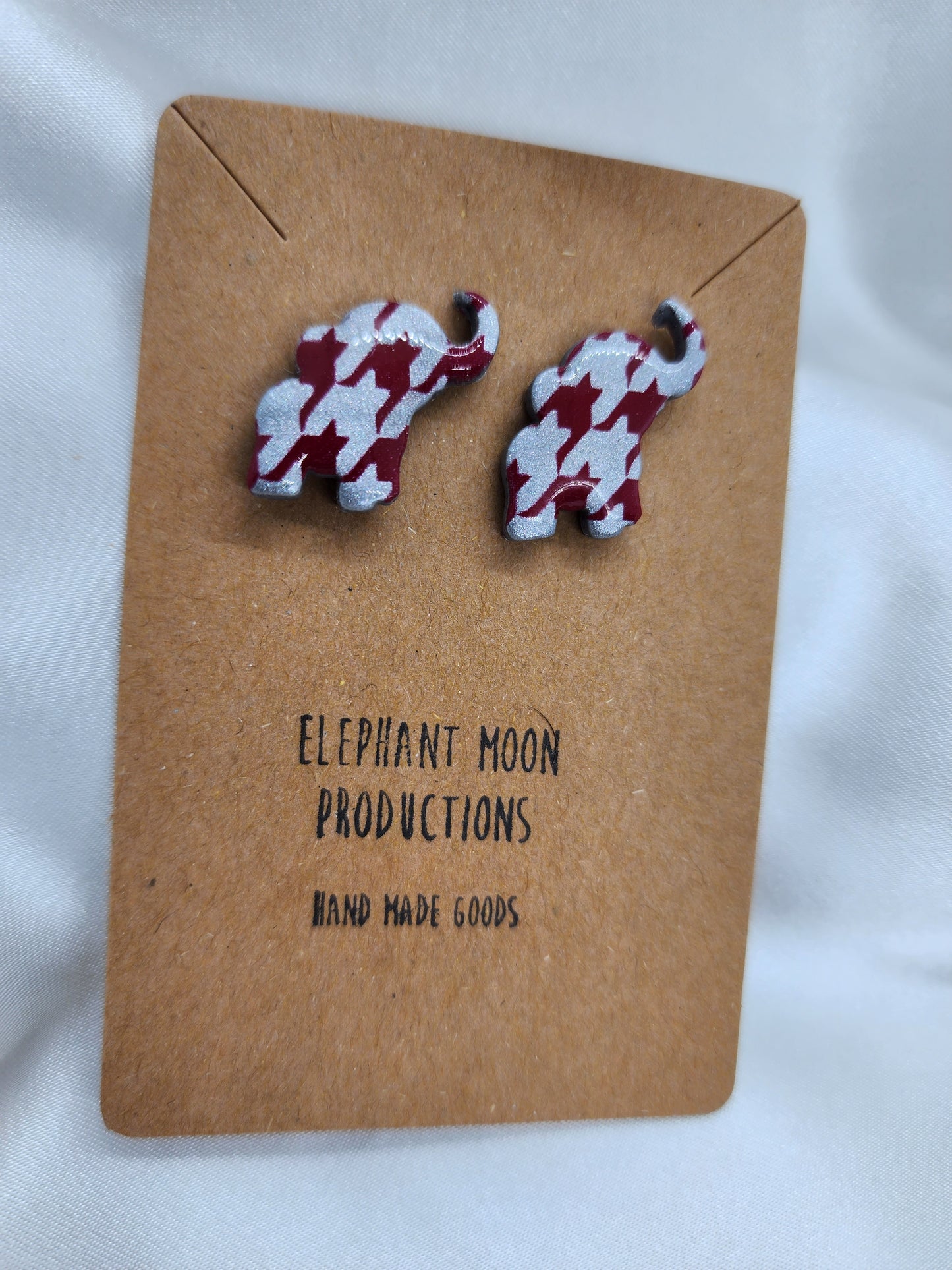 Houndstooth Elephant Stud Earrings