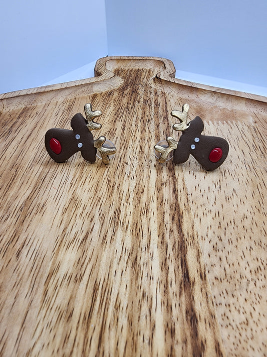 Rudolf Red Nose Reindeer Stud Earrings