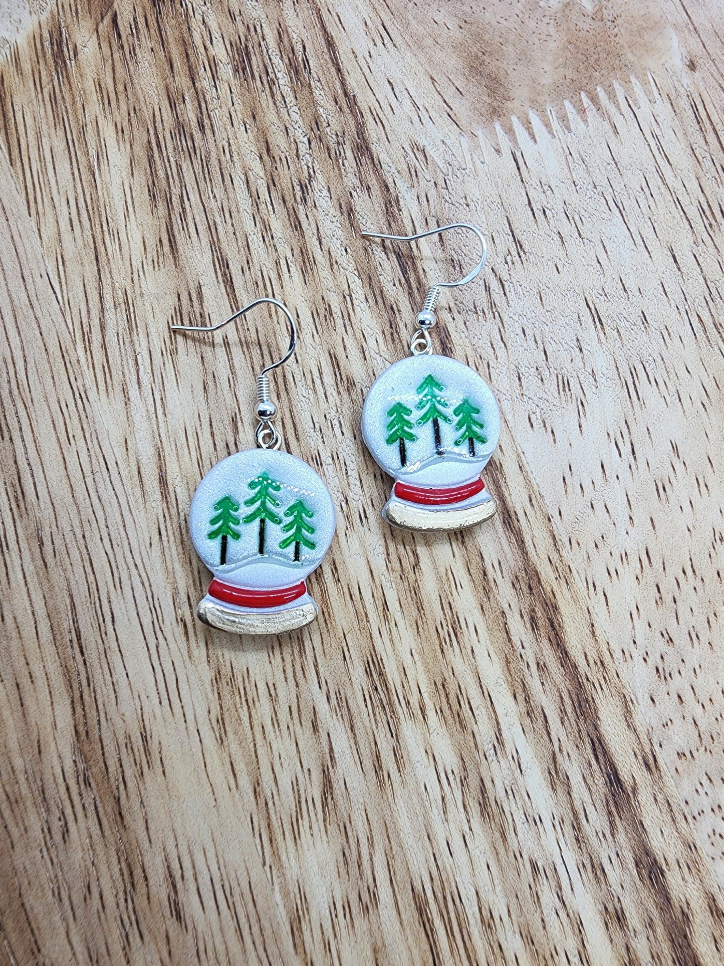 Christmas Tree Snow Globe Earrings