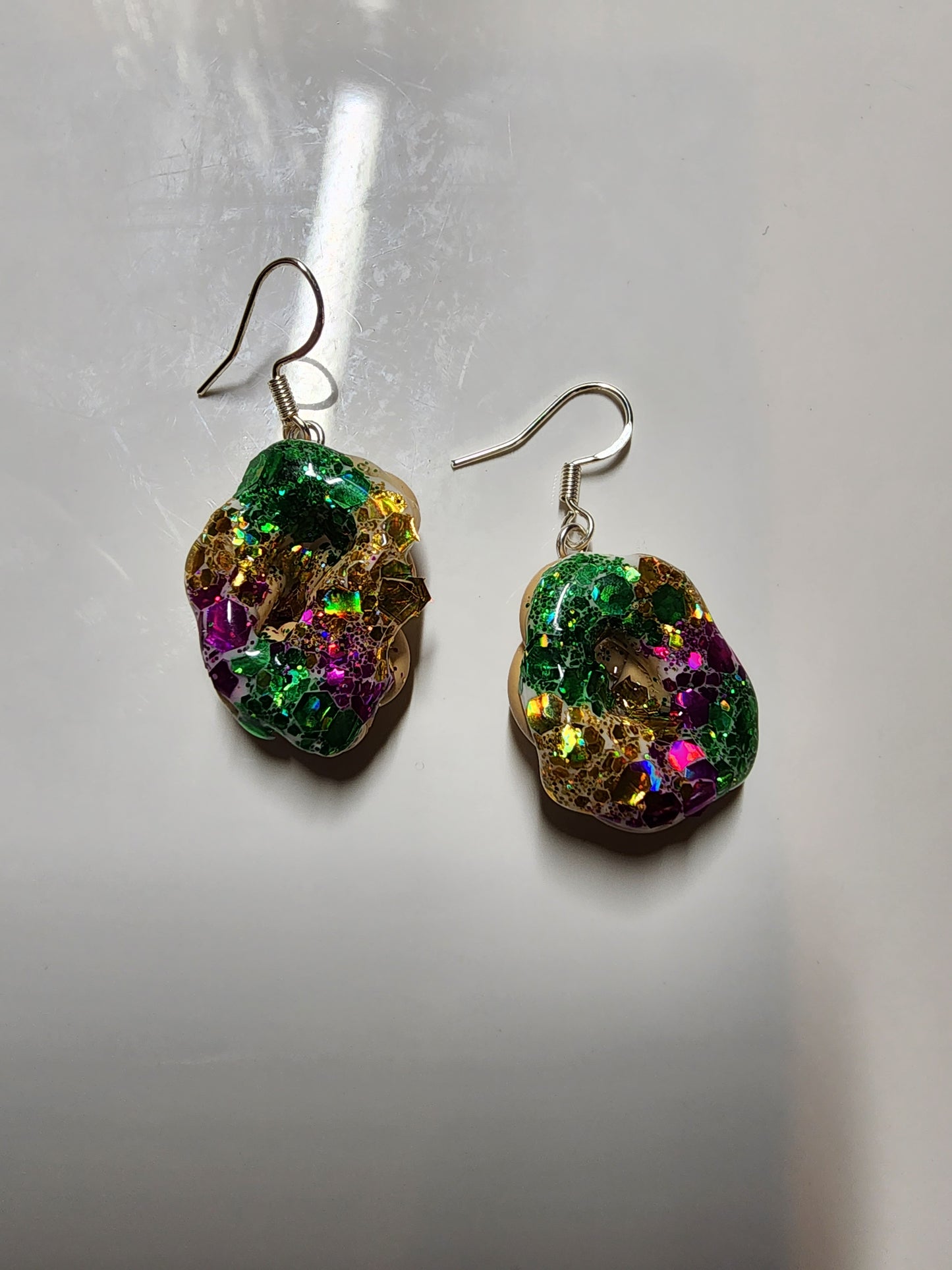 King Cake Clay Earrings 925 Sterling Silver hooks