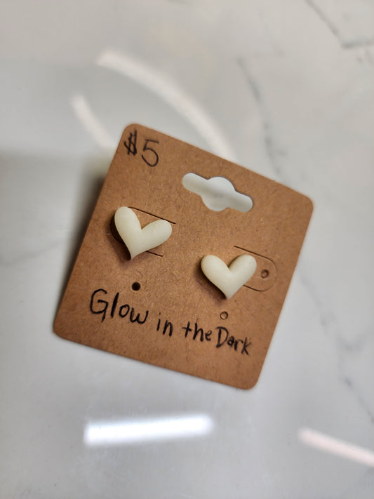 Hearts that Glow in the Dark Stud Earrings