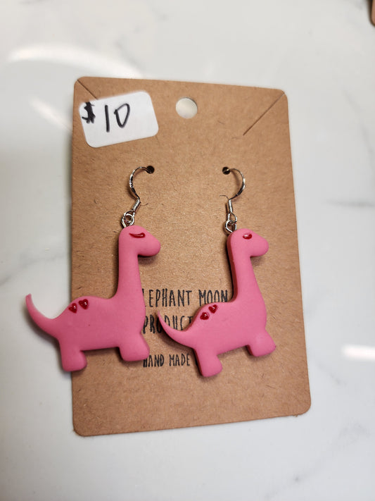 Pink Heart Dinosaur <3 Earrings