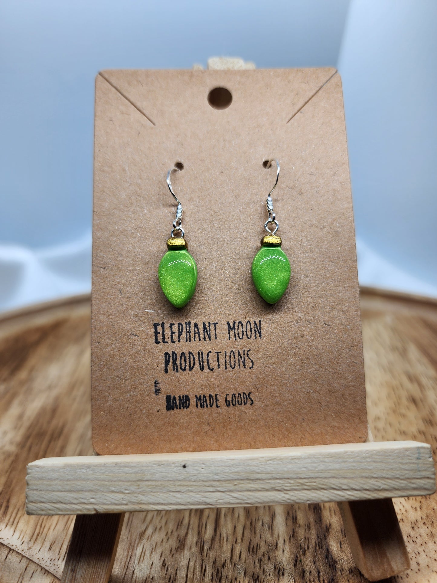 Green Christmas Light Earrings