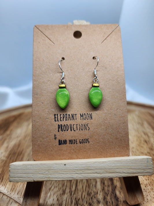 Green Christmas Light Earrings