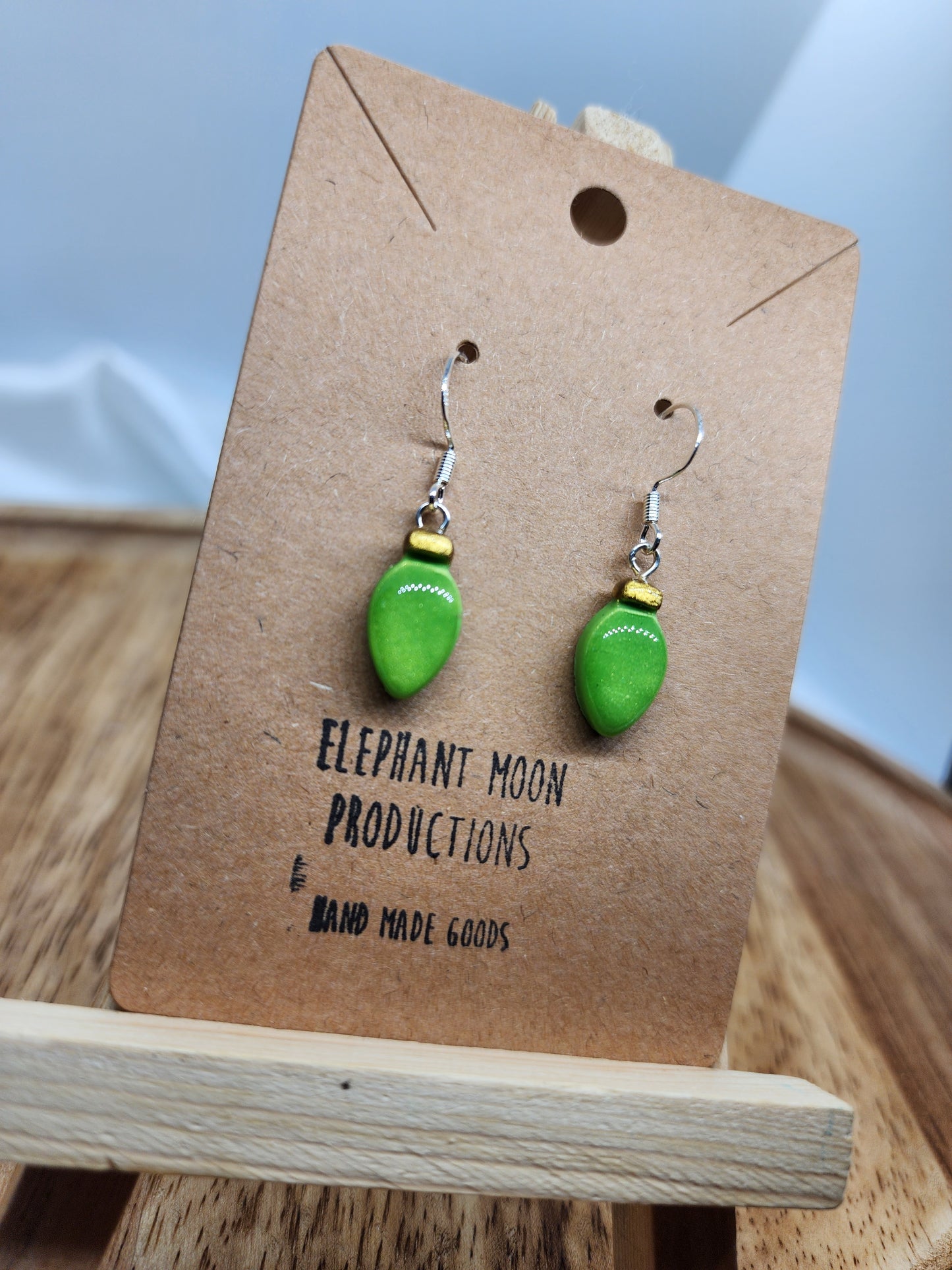 Green Christmas Light Earrings