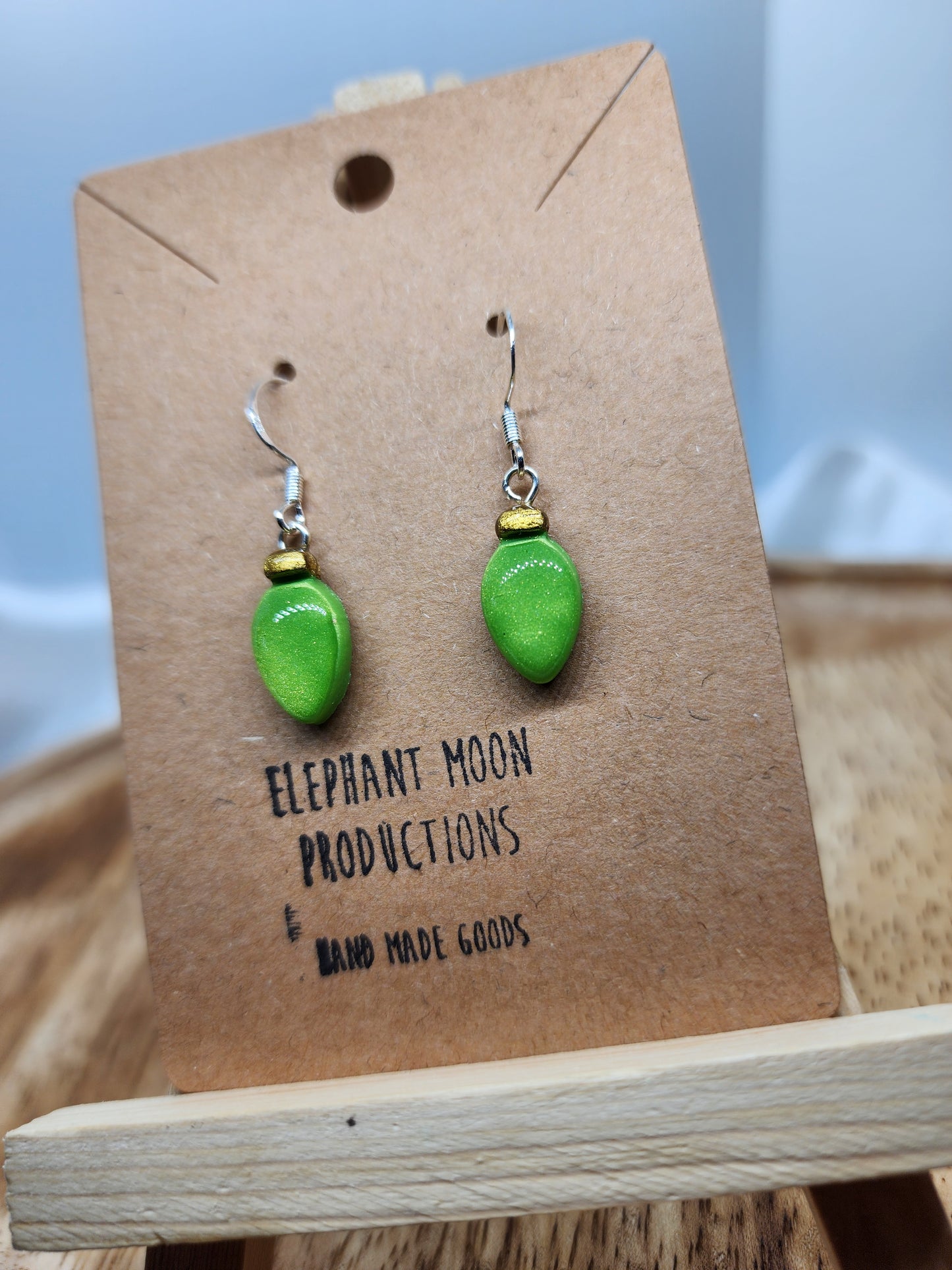 Green Christmas Light Earrings