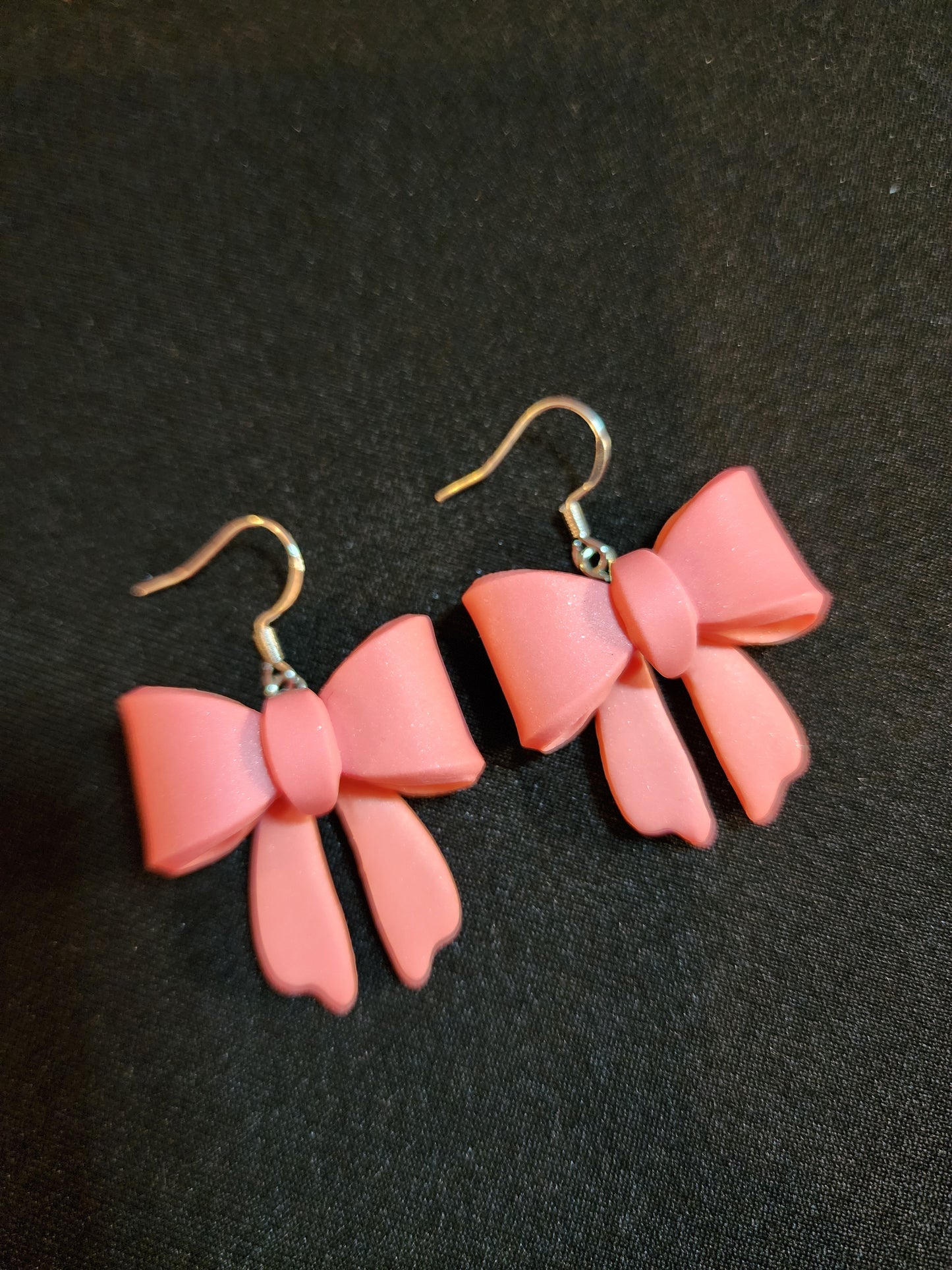 Pink Bow Clay Earrings