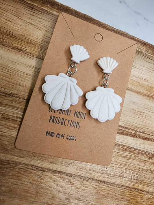 Sparkley White Seashell Stud Earrings