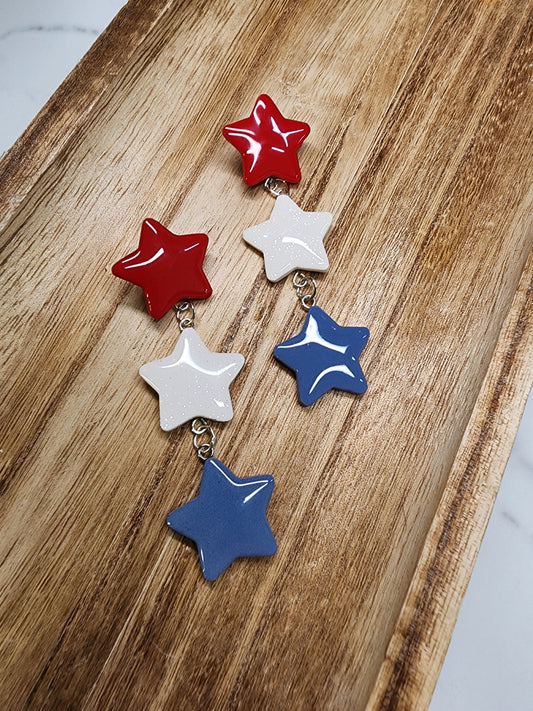 Red, White, and Blue Star Studded Earrings