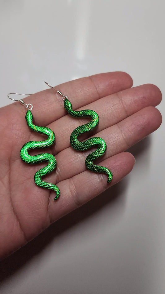 Green Snake Earrings